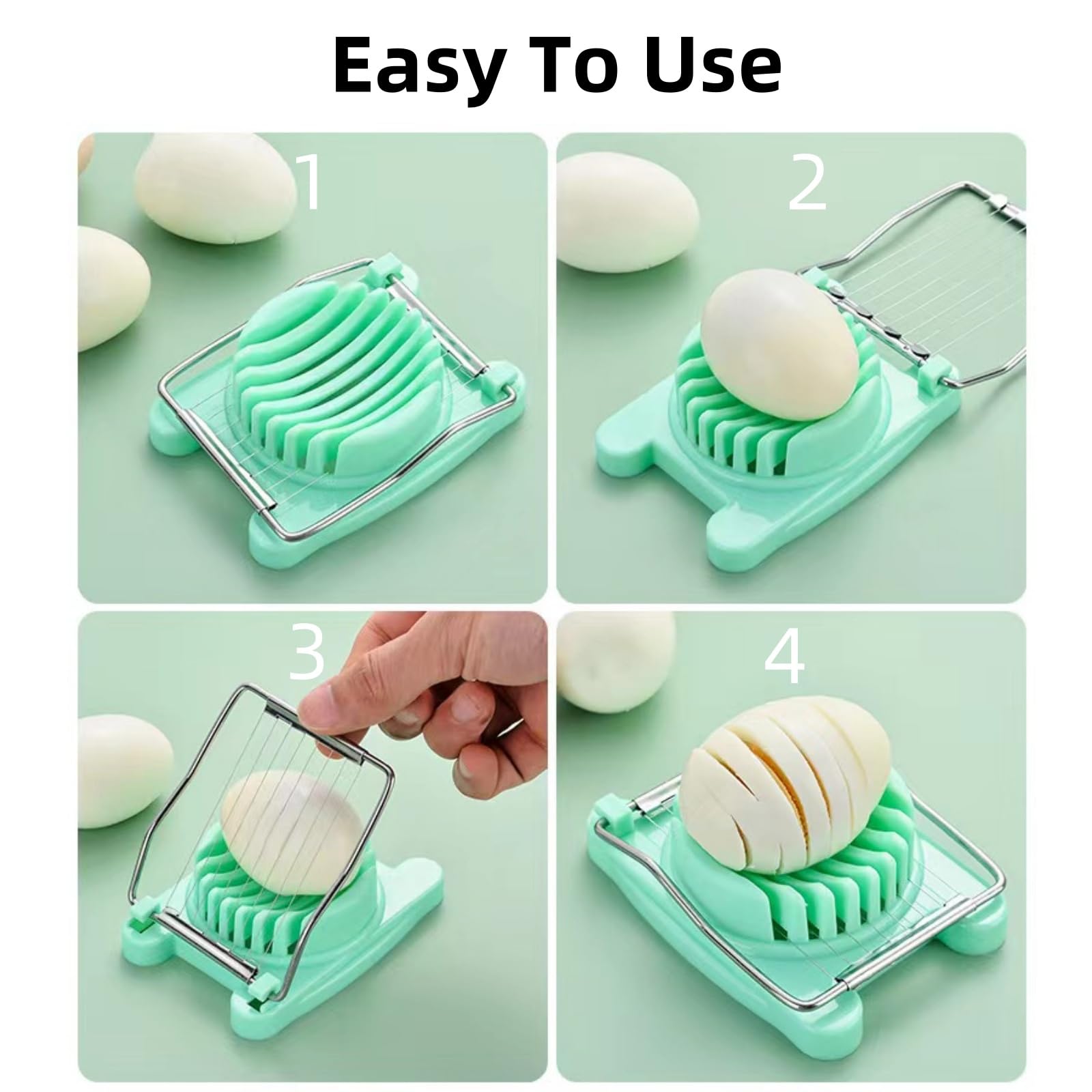 Premium Stainless Steel Egg Slicer for Hard Boiled Eggs - Perfect for Salads, Sandwiches, Appetizers & Garnishes - Durable Green Kitchen Tool for Meal Prep & Healthy Eating
