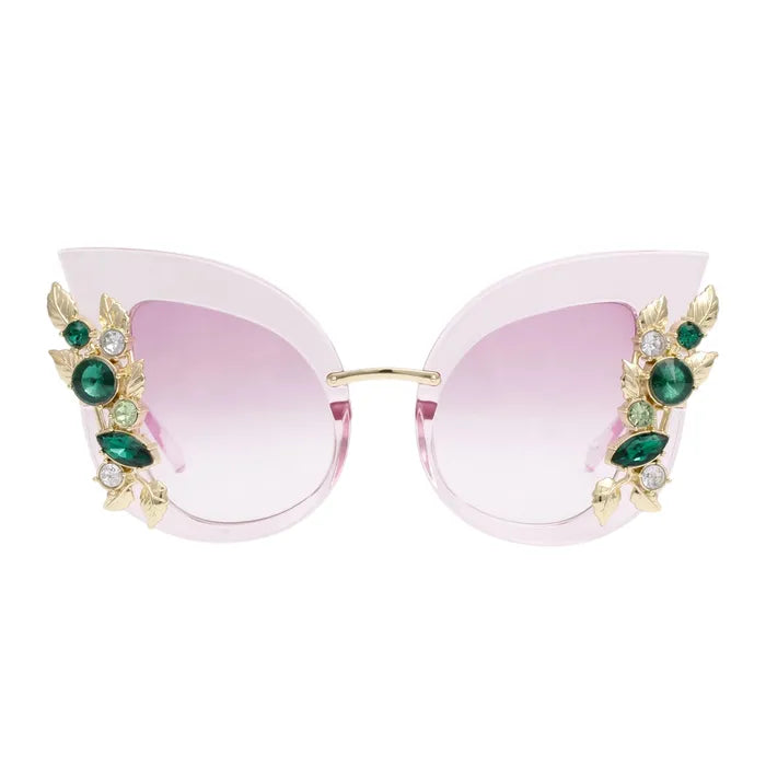 Vintage Purple & Gold Crystal Cat Eye Glasses for Women - Retro Fashion Sunglasses for Parties, Weddings & Special Occasions