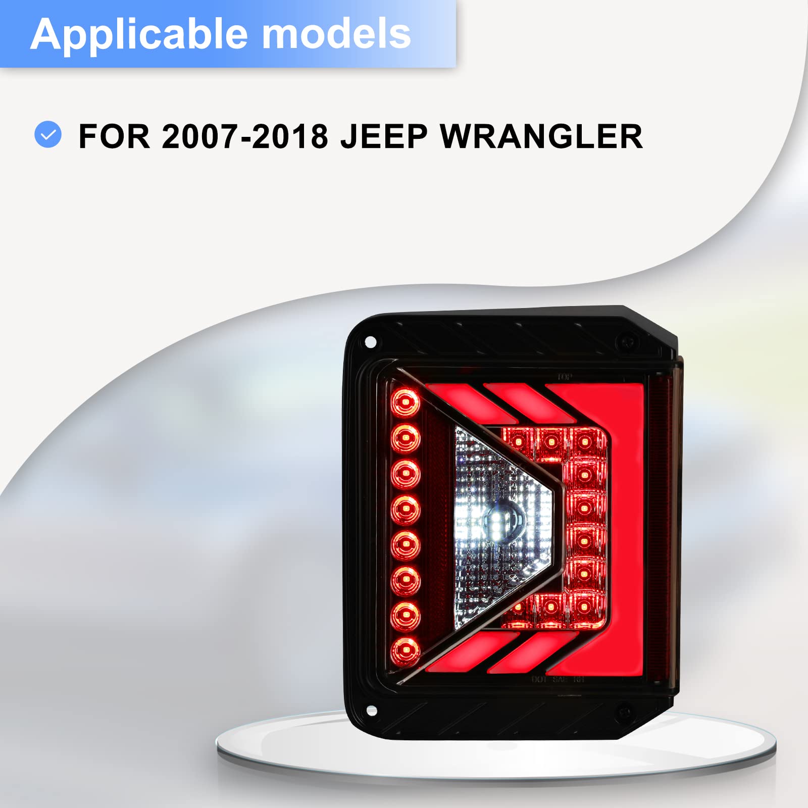 ROXX High Intensity LED Tail Lights for Jeep Wrangler JK JKU 2007-2018 - DOT Approved Clear Lens with Parking, Brake, Turn Signal & Reverse Functions | Perfect for Off-Roading & Night Driving