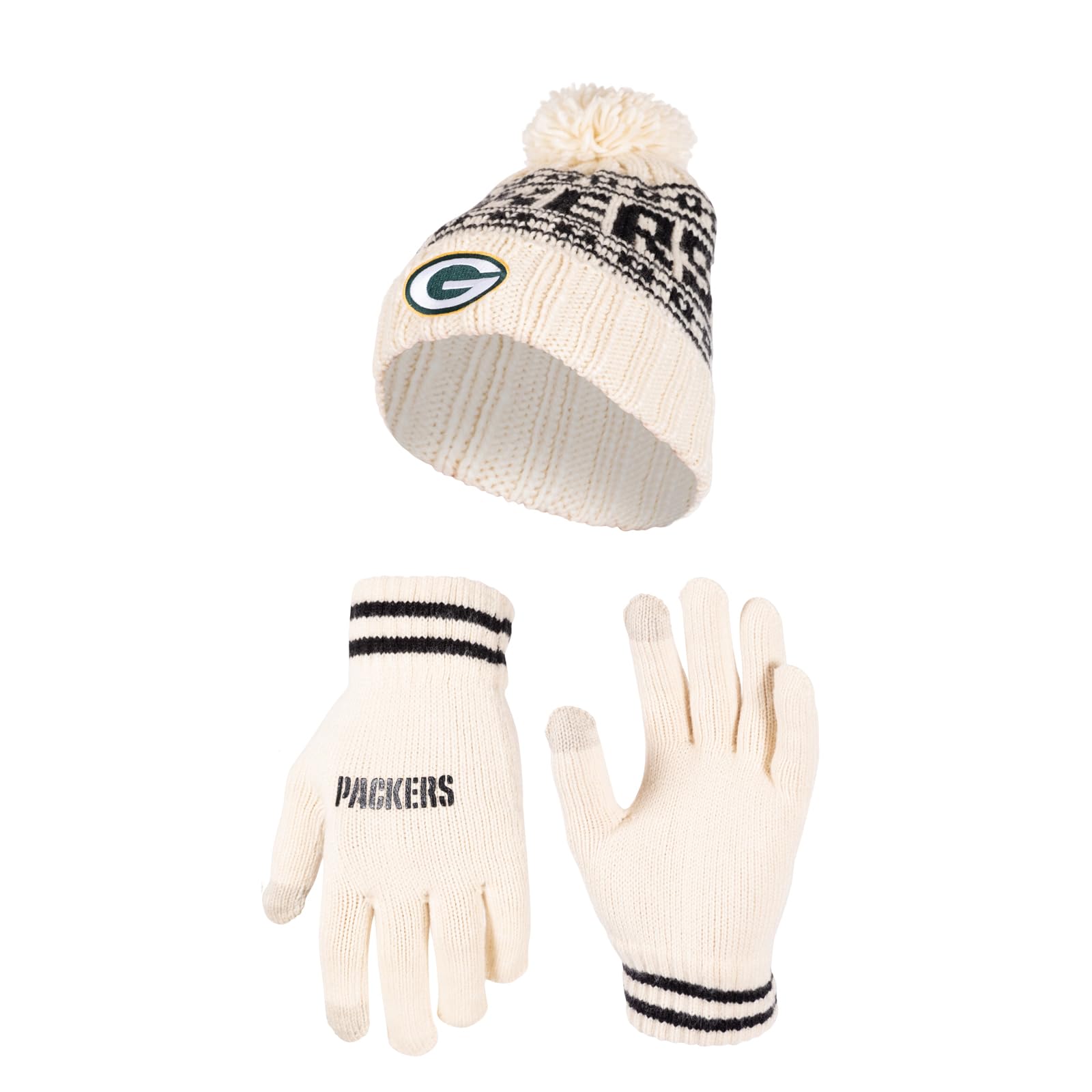 Ultra Game NFL Mens Womens Super Soft Cable Knit Winter Beanie Hat & Touch Screen Gloves Set – Perfect for Football Games, Outdoor Sports, and Winter Adventures