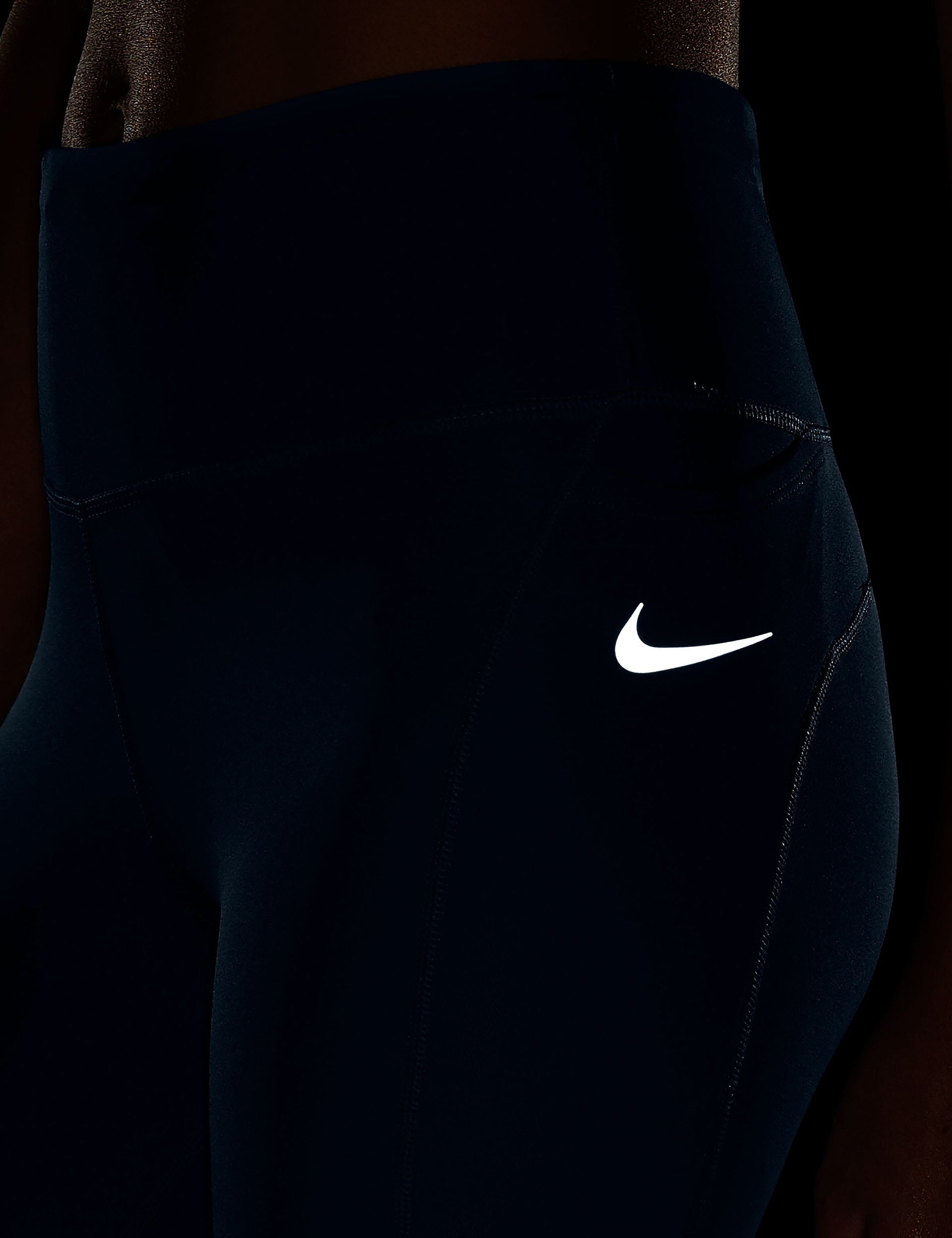 Epic Fast Pocket Running Leggings - Armory Navy/Reflective Silver - High Performance Workout Leggings for Women with Side Pockets - Perfect for Running, Yoga & Gym