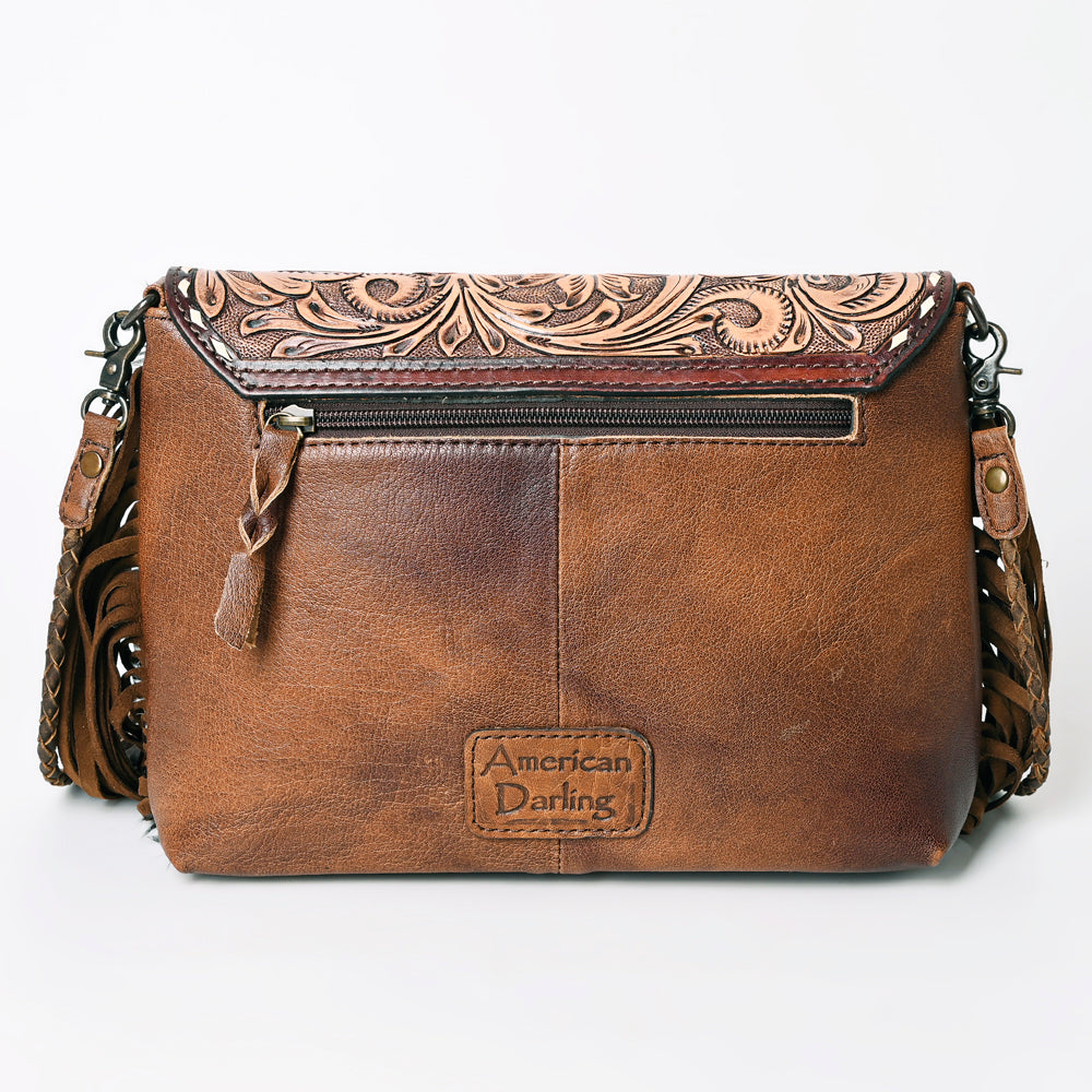 American Darling Hand-Tooled Genuine Leather Women's Western Handbag Purse with Hair On Hide - Perfect for Cowgirl Fashion, Rodeo Events & Western Style Outfits