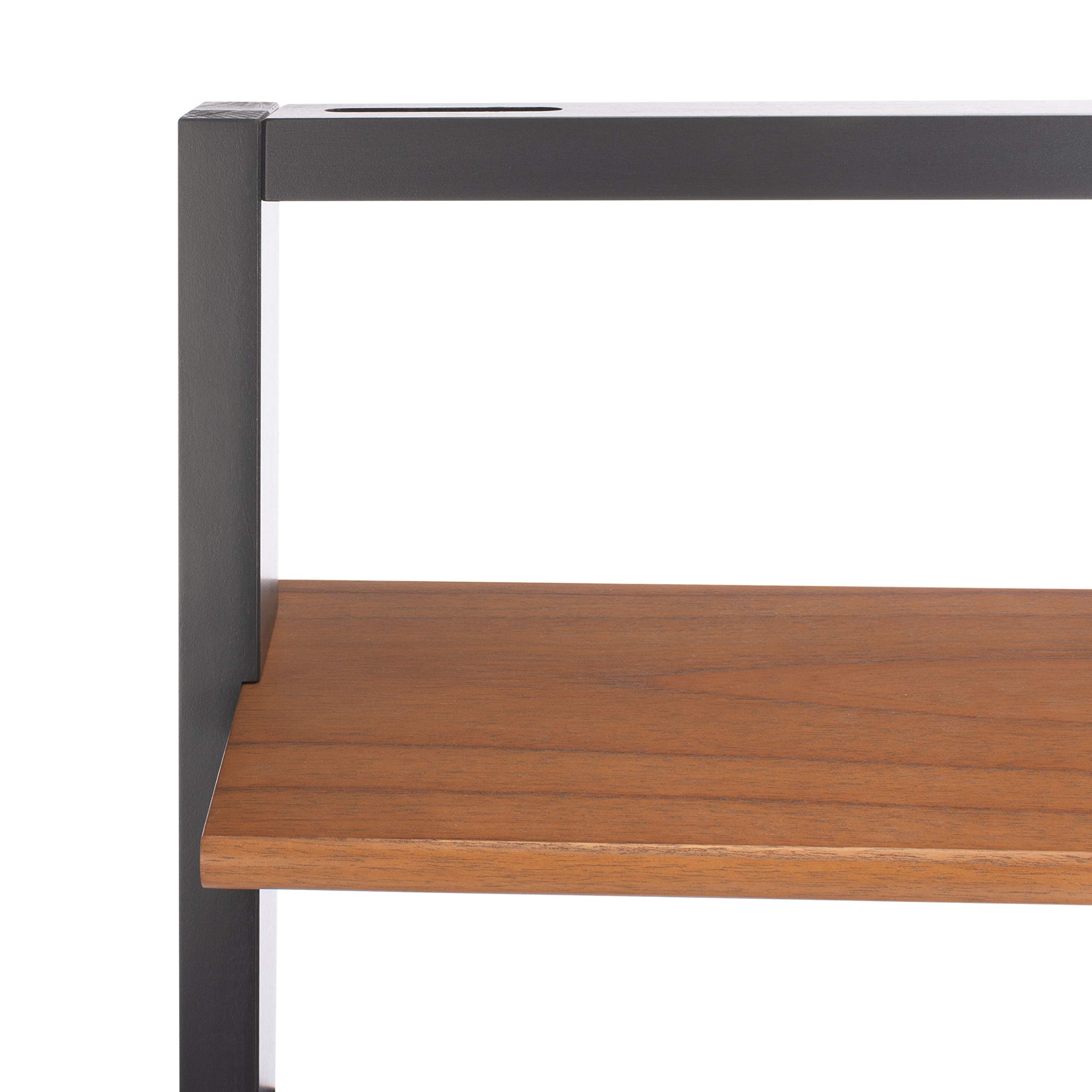 SAFAVIEH Home Collection Kamy Natural and Charcoal 2-Shelf Leaning Desk - Modern Wooden Ladder Shelf for Home Office, Living Room & Bedroom Storage
