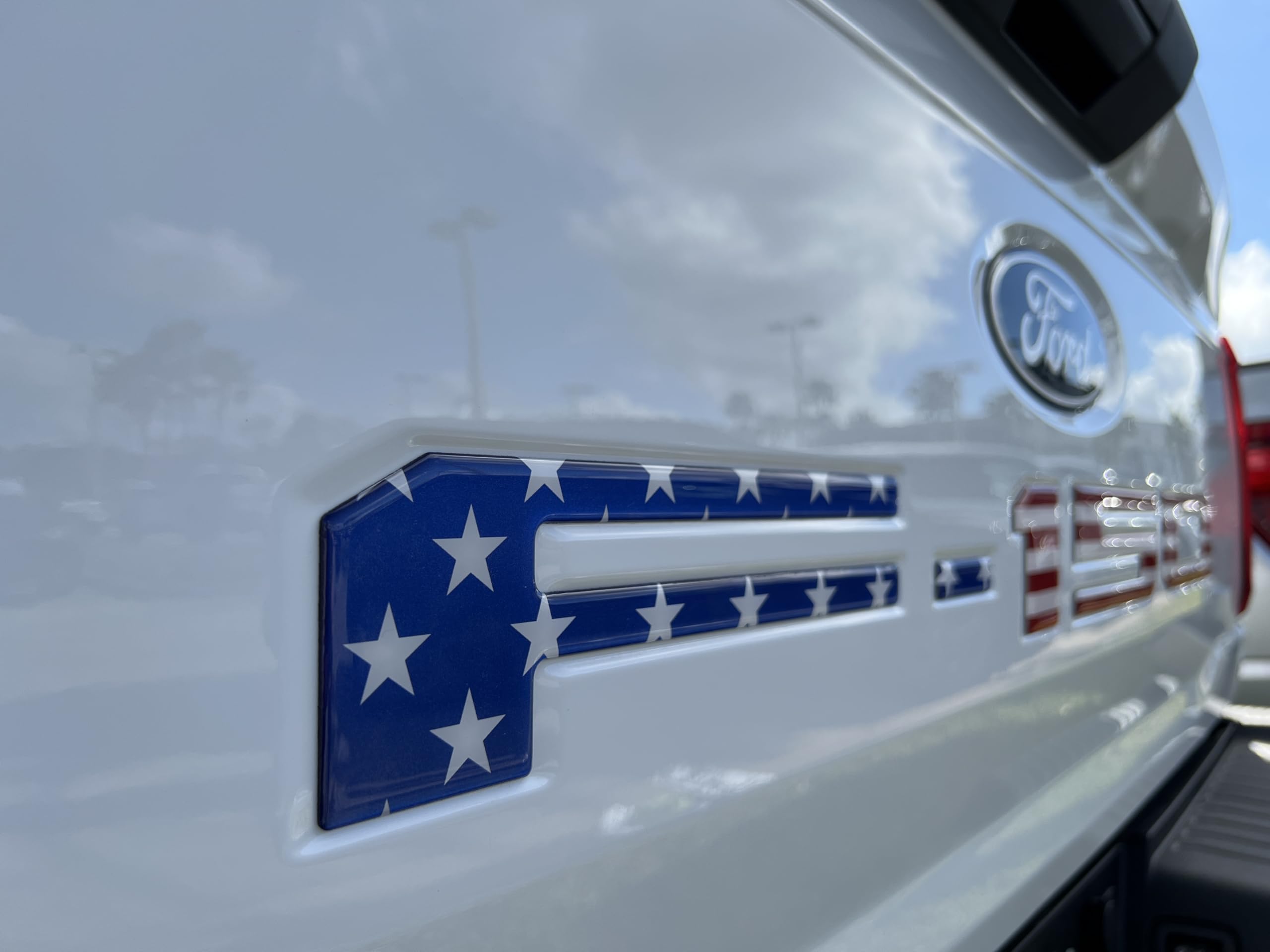 2021-2025 Ford F-150 Tailgate Emblem Letter Inserts with American Flag Design - Custom Chrome Badge Decals for Truck Accessories - Perfect for Patriotic Truck Enthusiasts & 4th of July Decorations