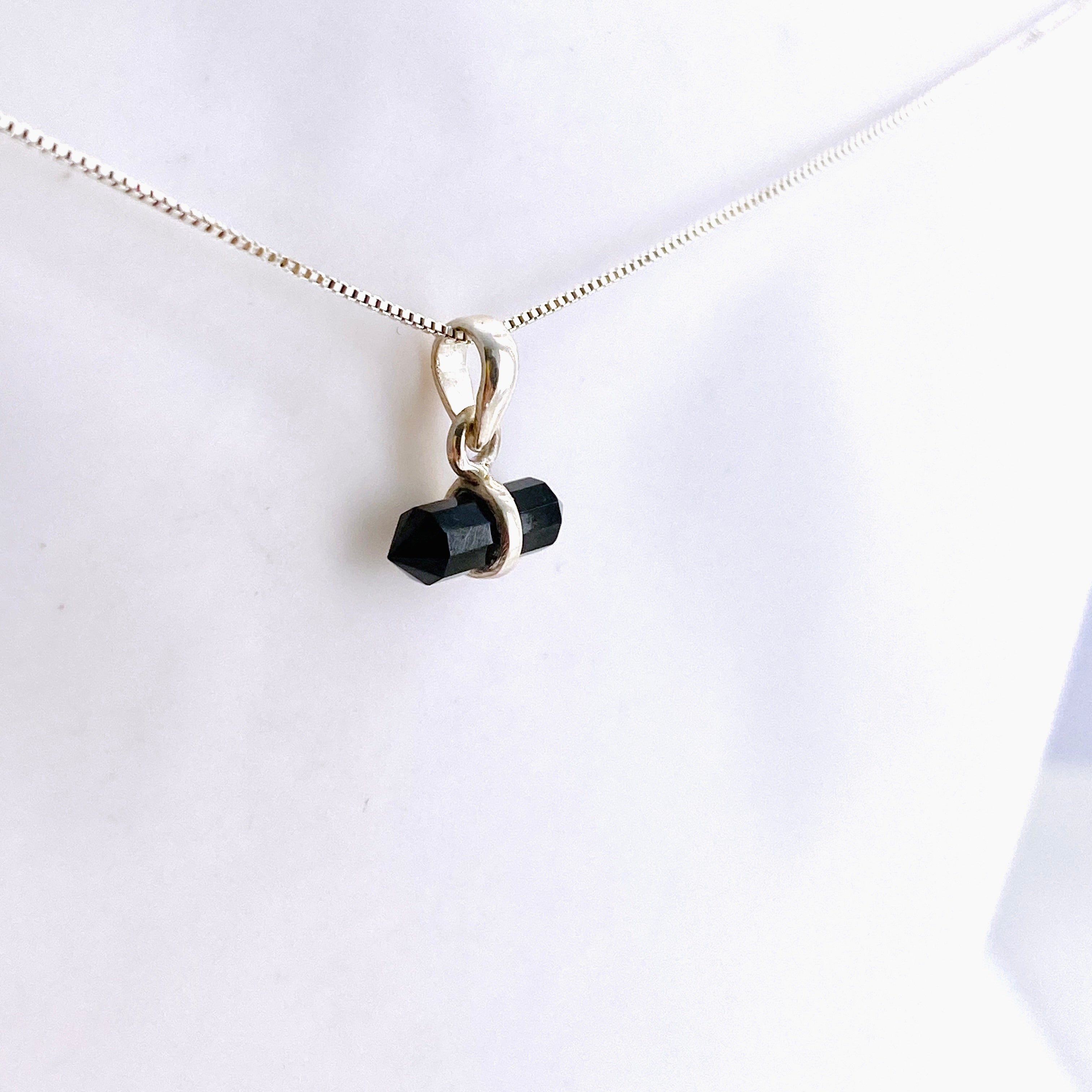 Natural Gemstone Double Point Pendant Necklace - Horizontal Design (PPGJ1009) | Healing Crystal Jewelry for Meditation, Yoga & Spiritual Energy
