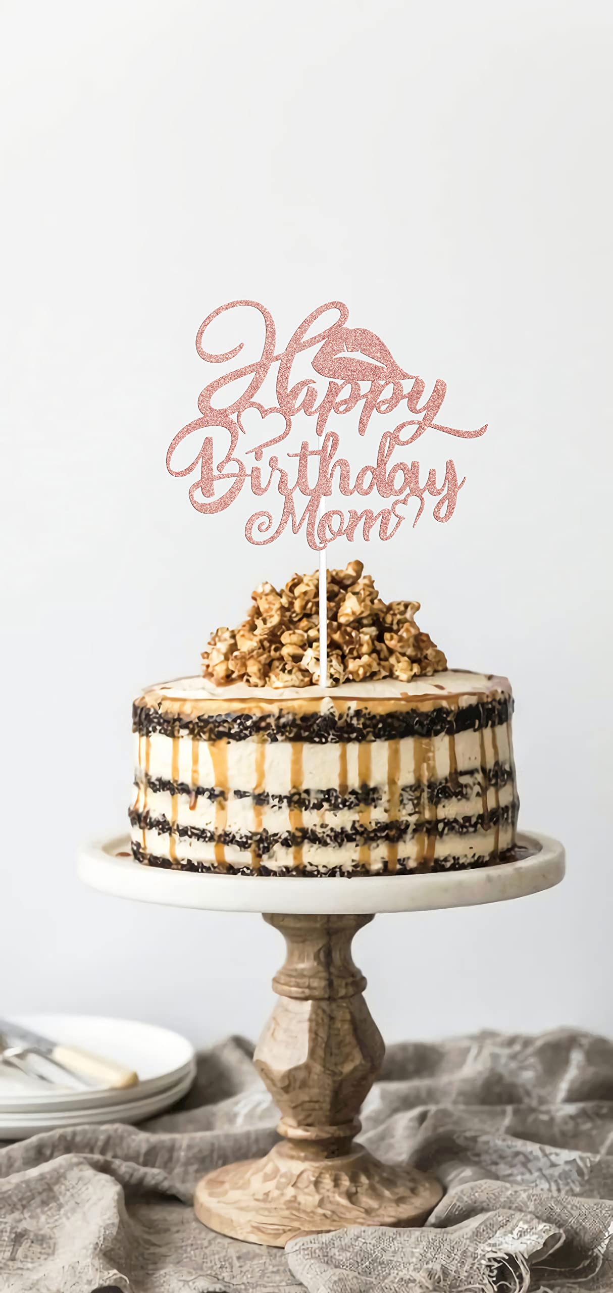 Best Mom Ever Cake Topper - Rose Gold Happy Birthday & Mother's Day Decorations for Parties | Perfect for Mother's Day Celebrations, Birthday Cakes, and Special Occasions