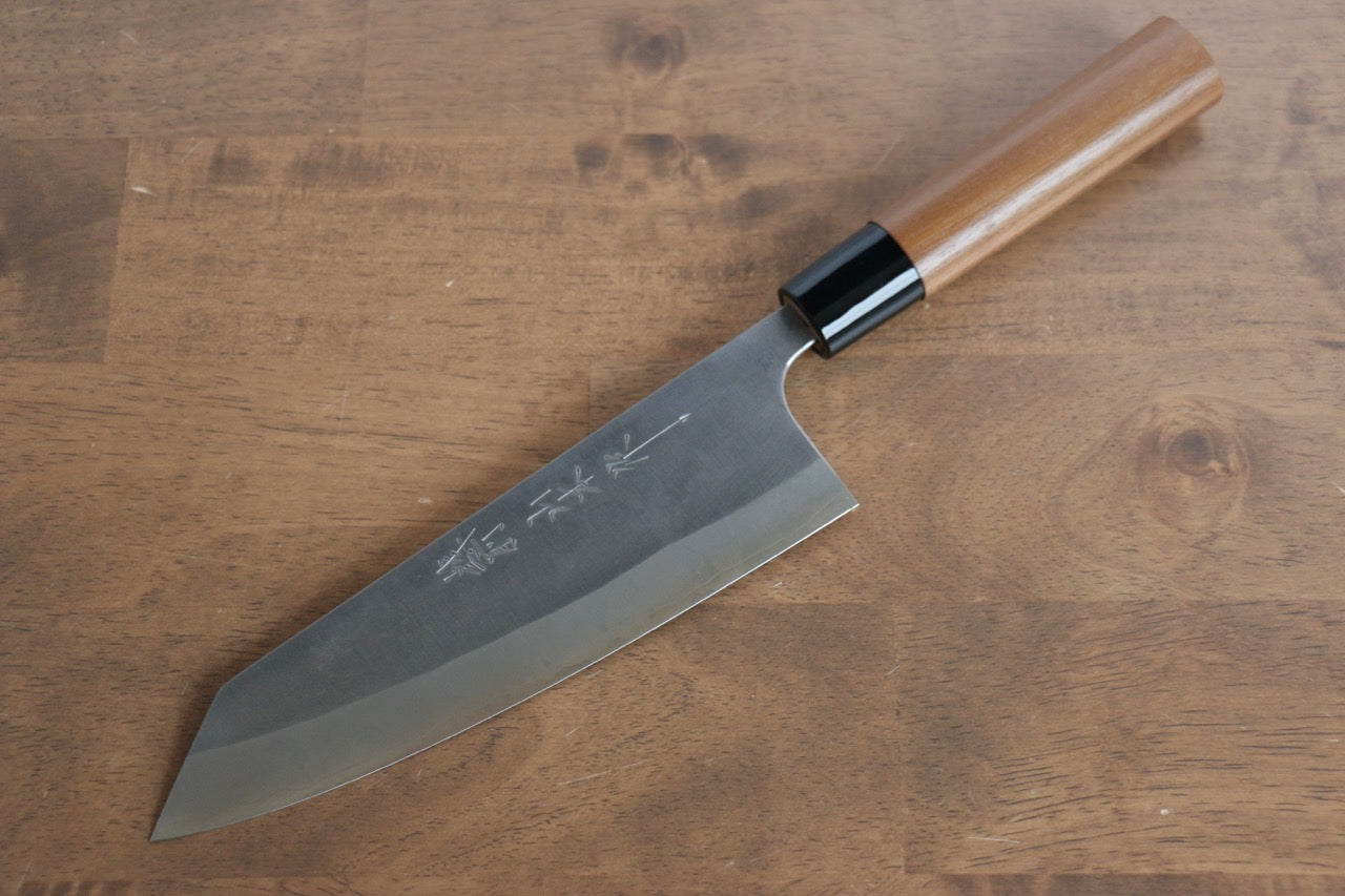 Nao Yamamoto 180mm Nashiji Bunka Knife - Silver Steel No.3 Blade with Walnut Handle - Perfect for Sushi, Vegetables & Meat Cutting - Japanese Kitchen Knife for Professional Chefs & Home Cooks