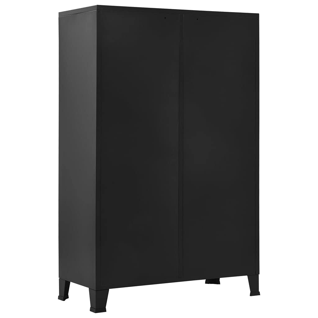Portable Wardrobe Closet Organizer - Heavy Duty Steel Clothes Storage with Industrial Black Finish (35.4