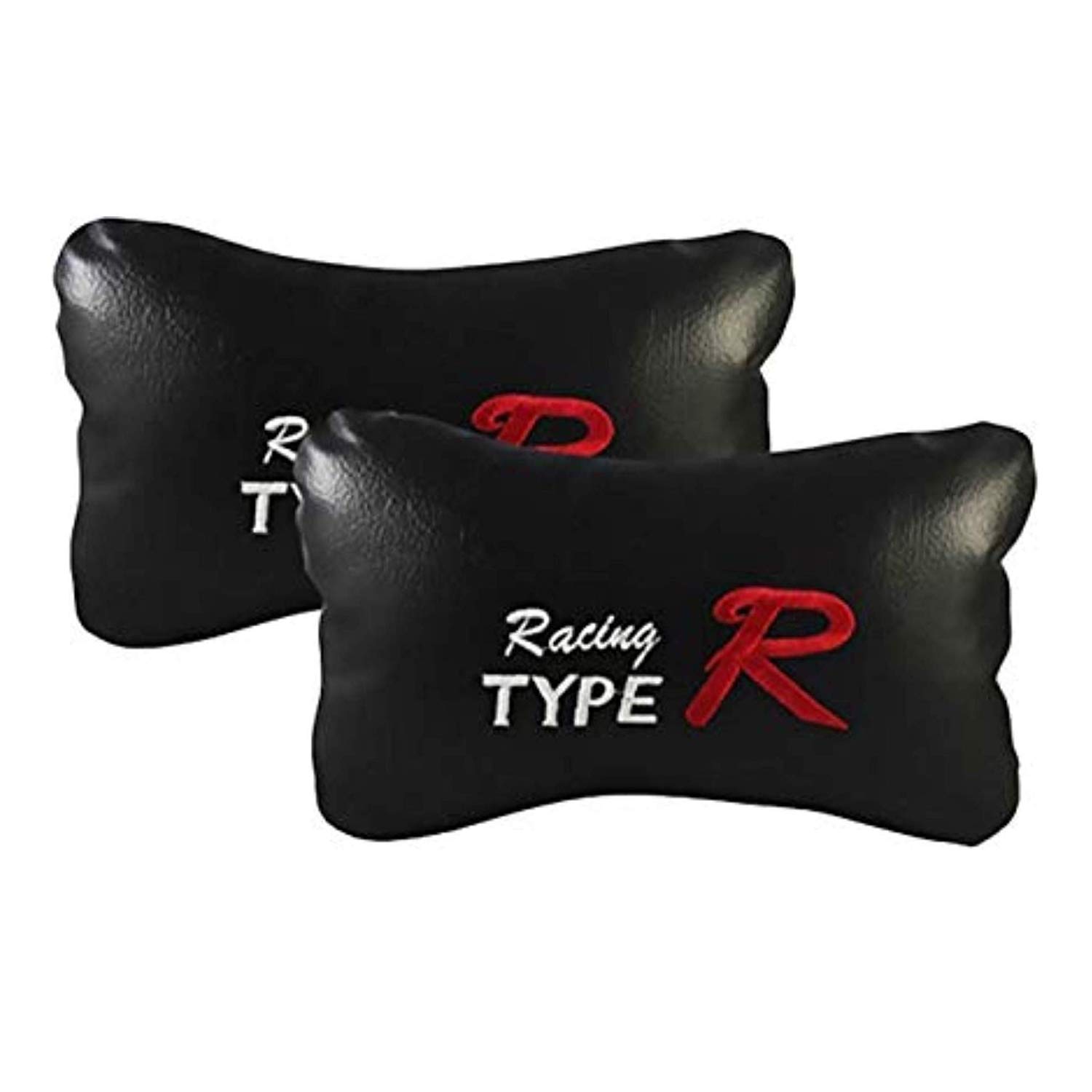 Premium PU Leather Car Headrest Neck Pillow with Adjustable Straps - 2 Pack Black Ergonomic Travel Cushion for SUV & Sedan - Perfect for Maruti Swift, Long Drives & Road Trips