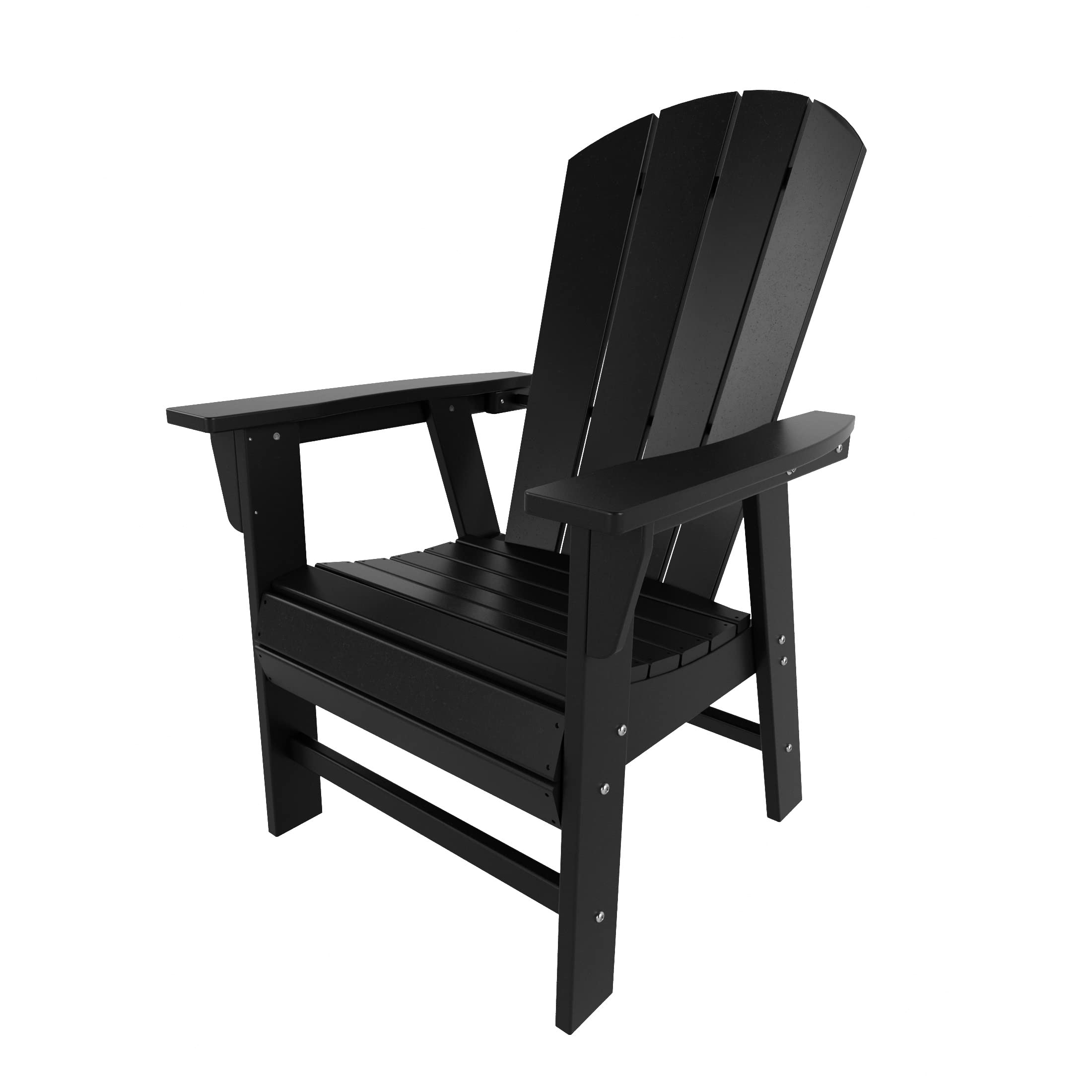 **Classic Black Adirondack Dining Chair - Traditional Retro Outdoor Lounger Seat for Patio, Poolside, Backyard & Garden - Durable Aesthetic Outdoor Furniture for Relaxing & Dining Al Fresco**
