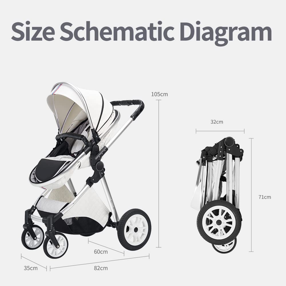 Premium Baby Stroller with Bassinet - Lightweight Foldable Newborn Pram for 0-6 Months (Black) | Perfect for Walks, Shopping & Travel | Safe & Comfortable Infant Stroller