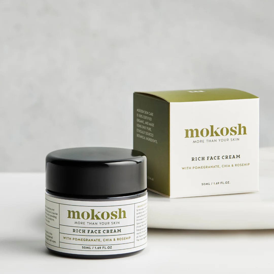 Mokosh Rich Face Cream 50ml - Pomegranate, Chia & Rosehip Moisturizer for Dry Skin | Hydrating & Anti-Aging Night Cream | Perfect for Daily Skincare Routine & Sensitive Skin Care
