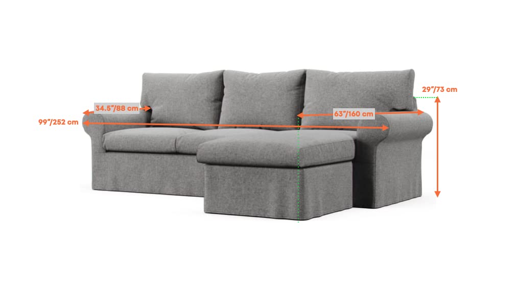 Custom Ektorp Sofa Slipcover - Replacement Cover for IKEA Ektorp 2-Seater Sofa with Chaise | Durable Fabric, Easy Fit | Perfect for Living Room, Family Room & Home Decor