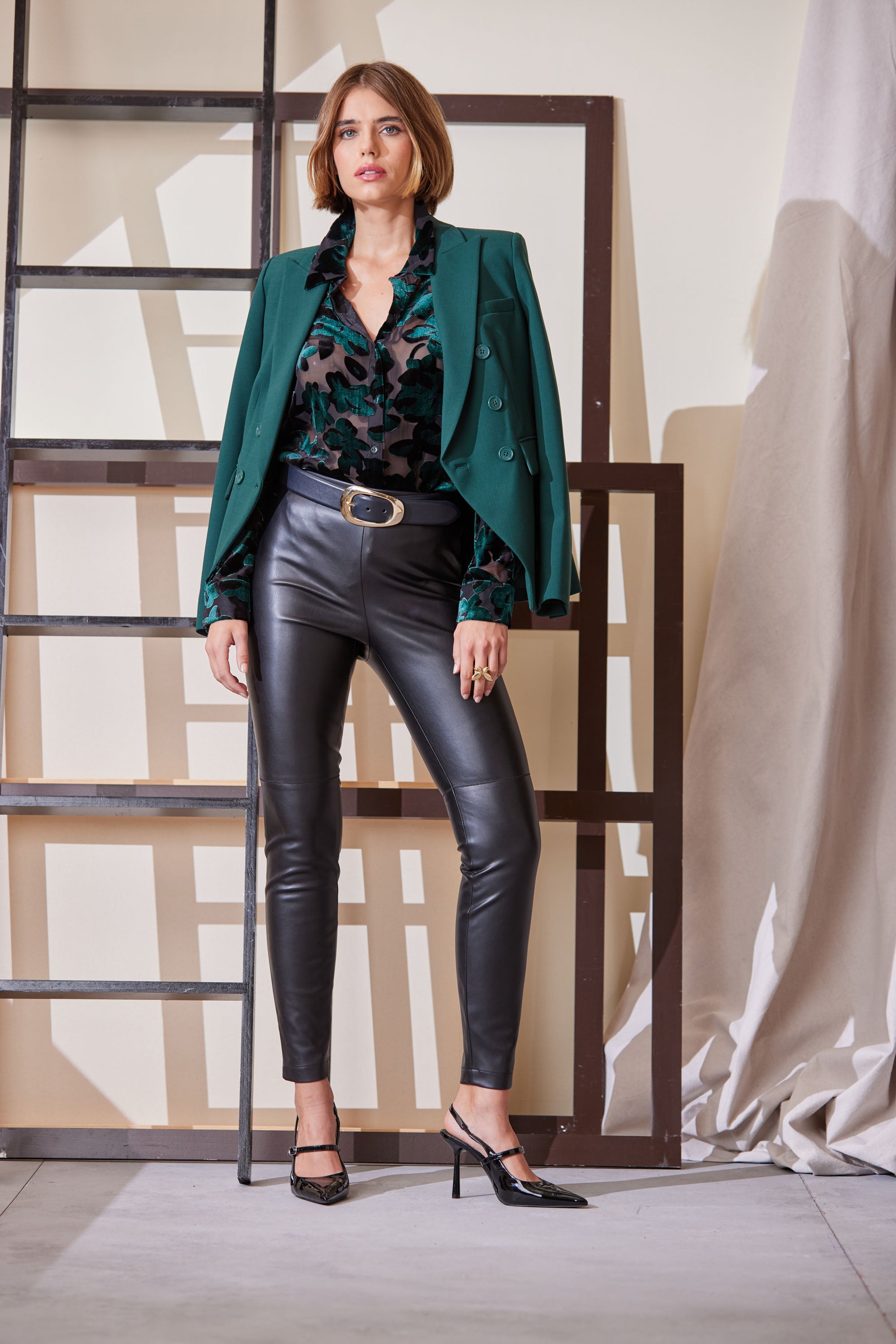 Burnout Velvet Shirt for Women - Soft & Stylish Long Sleeve Blouse - Perfect for Casual Outfits, Date Nights & Office Wear