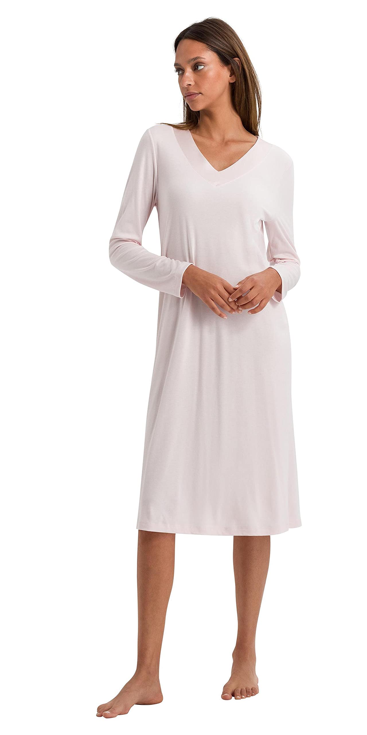 HANRO Women's Jade Long Sleeve Nightgown 76962 - Soft Sleepwear for Comfortable Nights, Perfect for Relaxing at Home or Travel