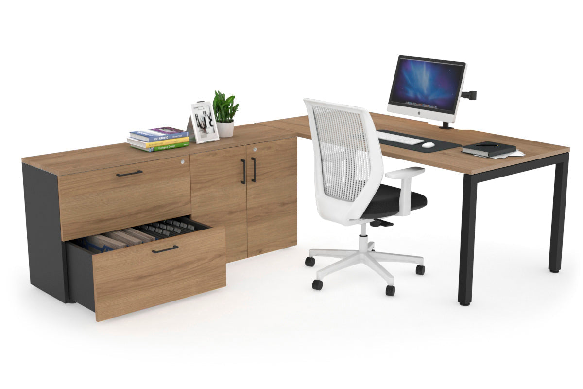 Quadro Square Executive Black Frame Office Chair - 1600L x 800W with Cable Scallop - Premium Ergonomic Desk Chair for Home & Office Workspace