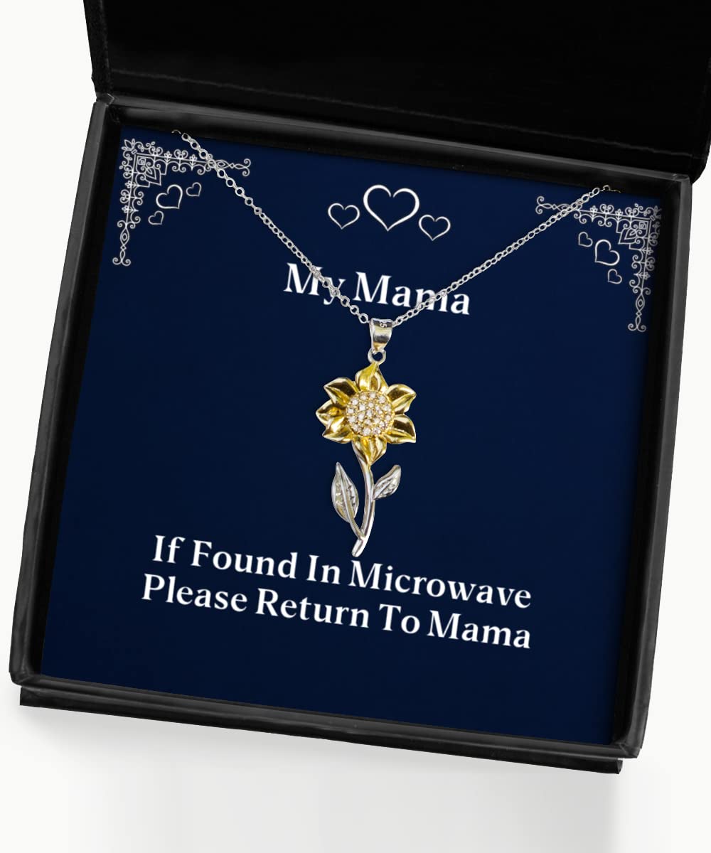 Sunflower Pendant Necklace for Mom - Thoughtful Gift from Son or Daughter - Engraved 'If Found in Microwave Please Return to Mama' - Perfect for Mother's Day, Birthday & Special Occasions