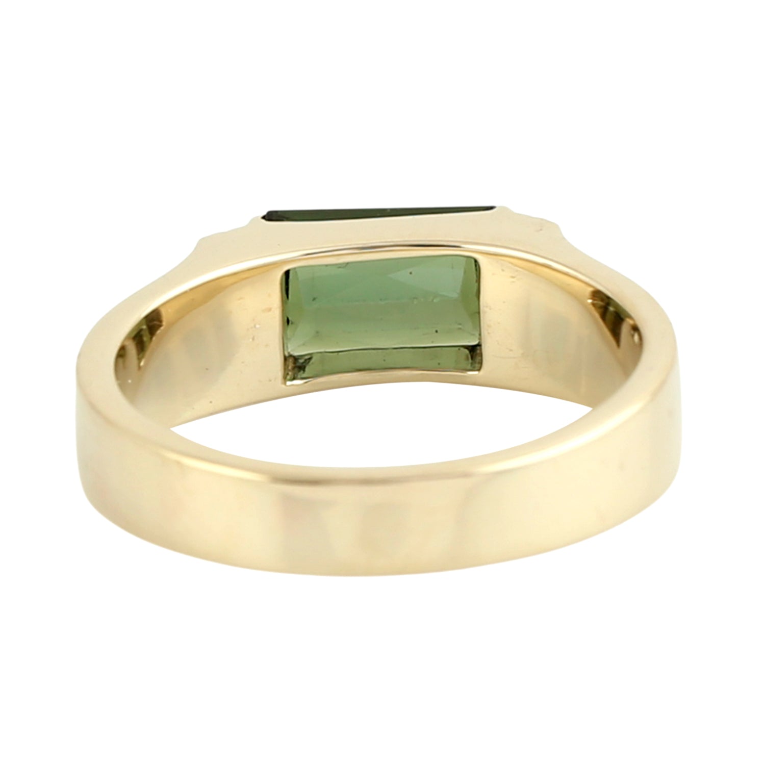 14K Yellow Green Tourmaline October Birthstone Ring with Pave Diamonds - Elegant Jewelry Gift for Women, Perfect for Birthdays, Anniversaries & Special Occasions
