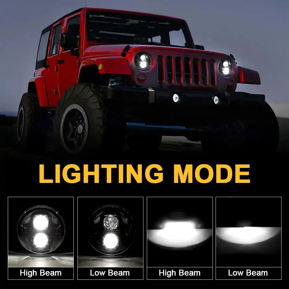 LOYO 7 Inch LED Headlight Kit - Compatible with Jeep Wrangler JK JKU TJ LJ, Chevy, Ford, GMC, Dodge, Mazda, Nissan, Mack, VW - High Brightness Off-Road Lighting for Adventure & Night Driving