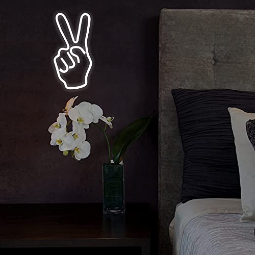 Garosa LED Peace Sign Neon Light - USB Powered Neon Sign for Bedroom, Living Room, Game Room & Kids Room Decor - Creative Victory Gesture Wall Lamp for Shelves, Cabinets & Party Decorations
