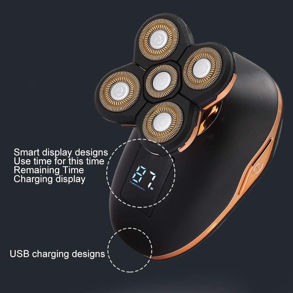 5-in-1 Electric Head Shaver for Bald Men - Wet/Dry Multifunctional Shaving Machine with Beard Trimmer & Safety Razor - Perfect for Home, Travel and Gym Use