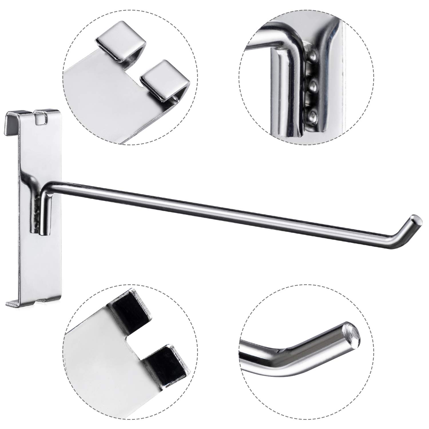 Polmart 10-Inch Heavy Duty Silver Gridwall Panel Hooks - 84 Pack for Retail Store Displays, Shelving & Merchandising - Perfect for Clothing, Accessories & Home Decor Organization