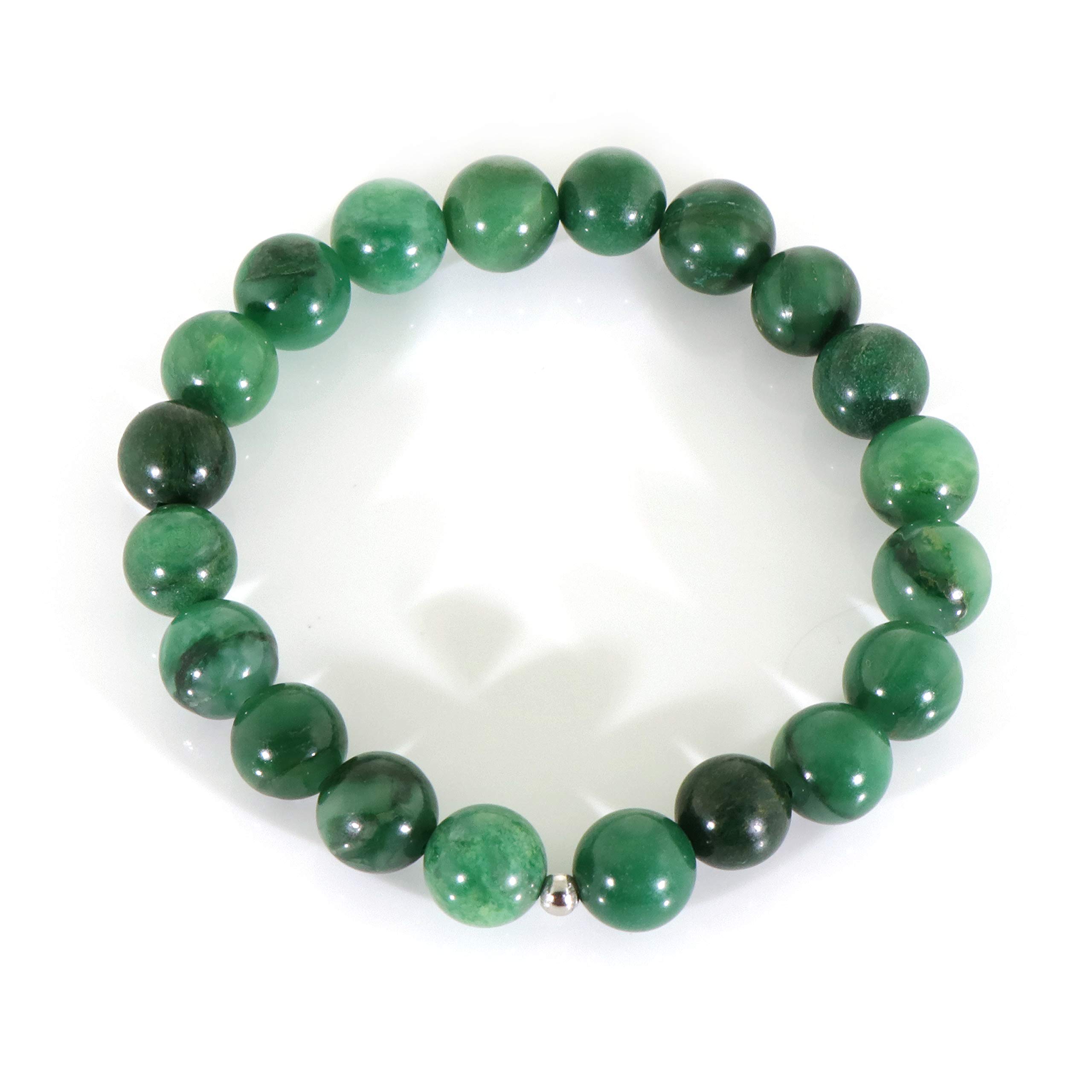 Authentic African Jade Beads Stretch Bracelet - Genuine Jade Gemstone Beaded Jewelry for Women - Perfect for Yoga, Meditation & Spiritual Healing