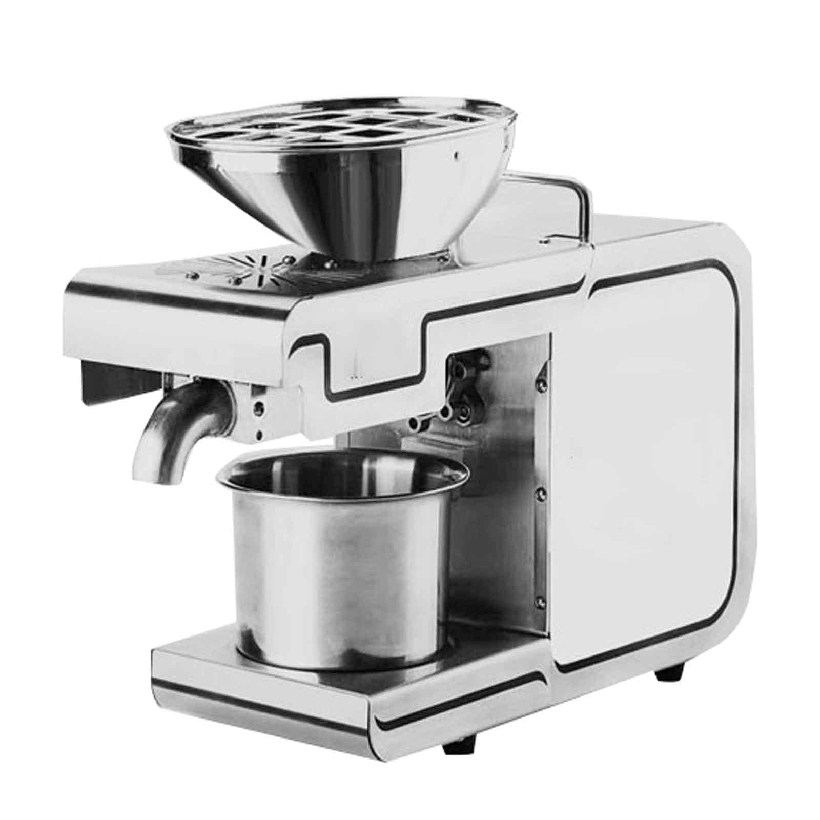 Commercial Automatic Oil Press Machine - 304 Stainless Steel Hot & Cold Pressing with Manual Temperature Control, Safety Net (48x16x35cm) - Perfect for Home, Restaurant, and Small Business Use