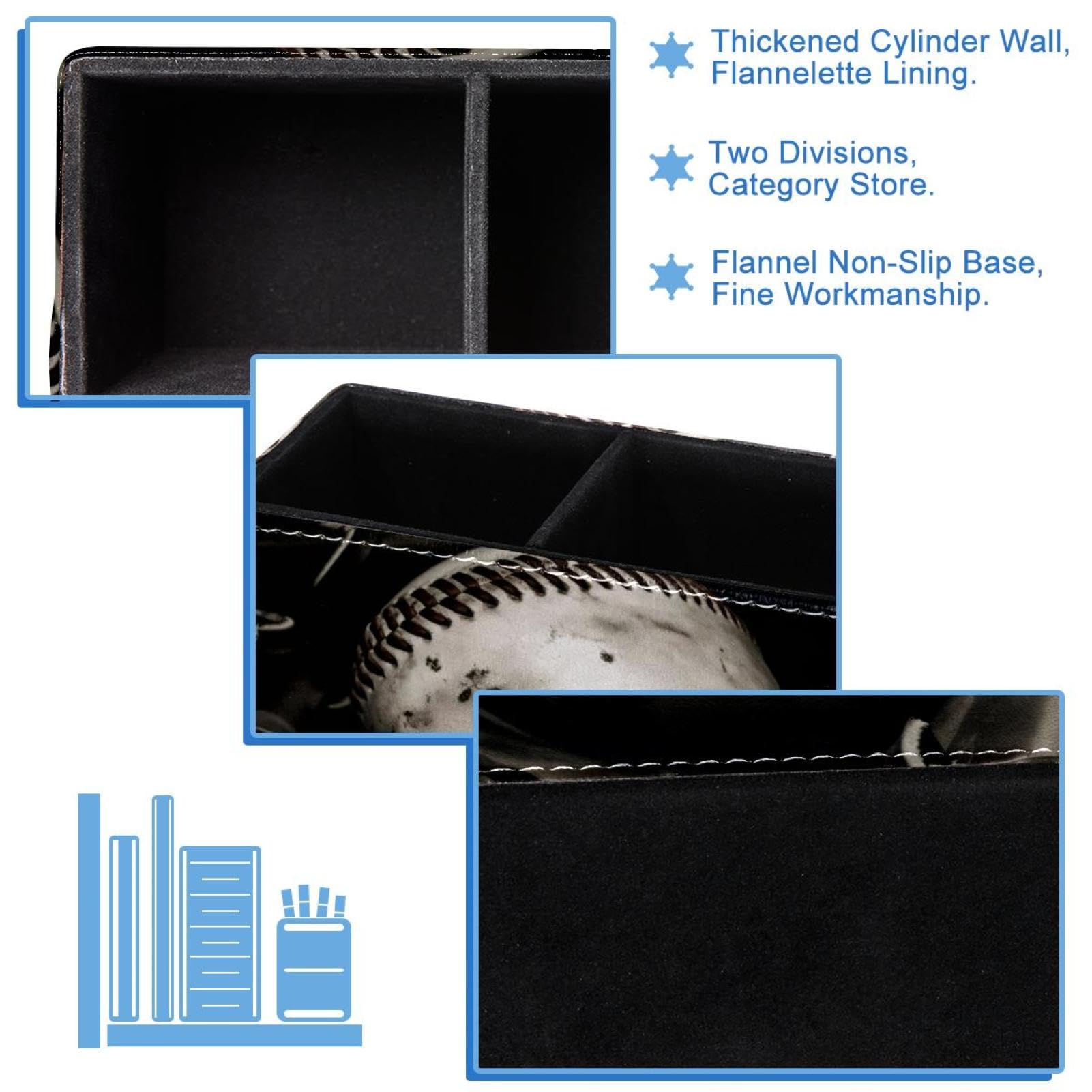 Baseball Themed Pencil Holder & Makeup Brush Organizer - Stylish Desk Accessory for School, Office, and Makeup Vanity