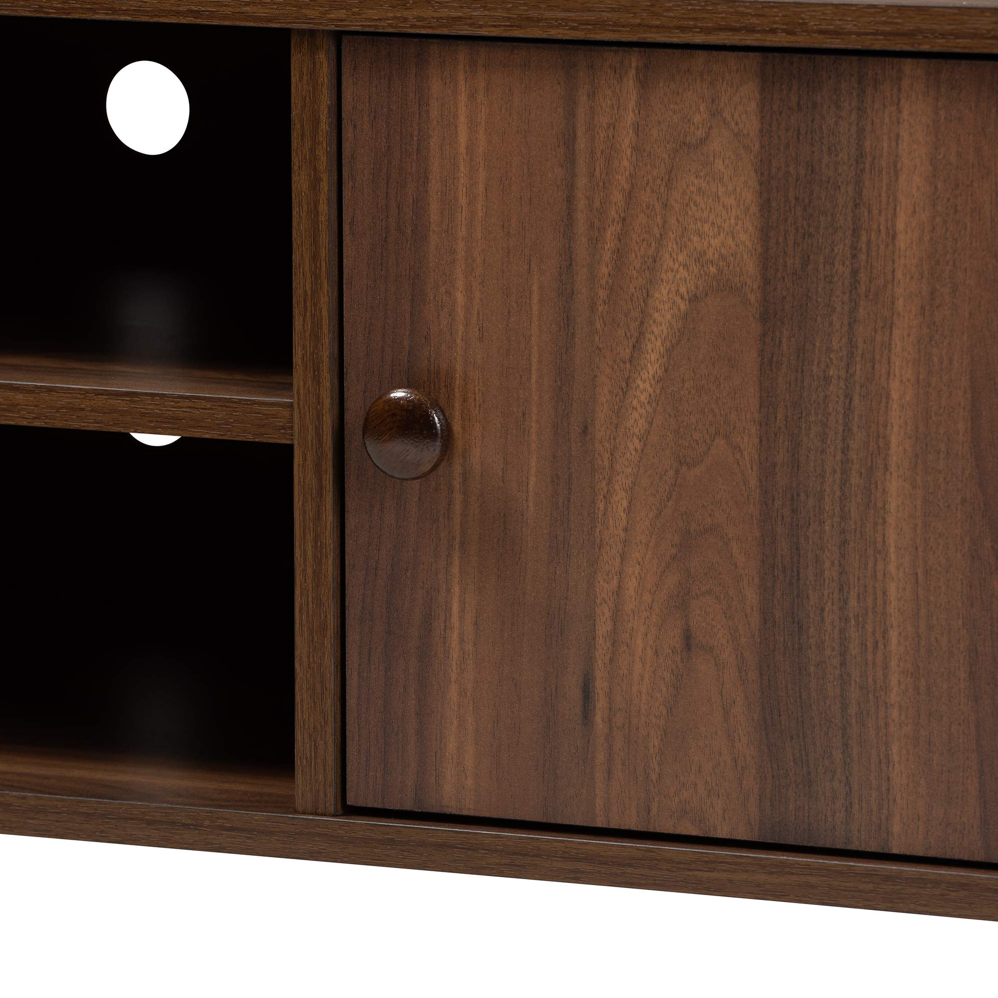 Baxton Studio Modern TV Stand - Walnut Finish, 1 Size - Perfect for Living Room, Bedroom & Home Theater Setup