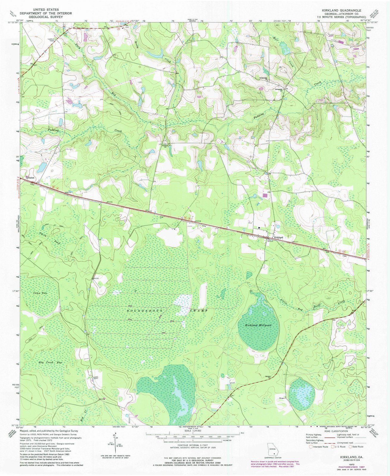 1972 Kirkland, GA USGS Historical Topographic Map - Vintage Georgia Wall Art Decor (44x55 Inches) - Perfect for Home Office, Living Room & Gift for Map Lovers