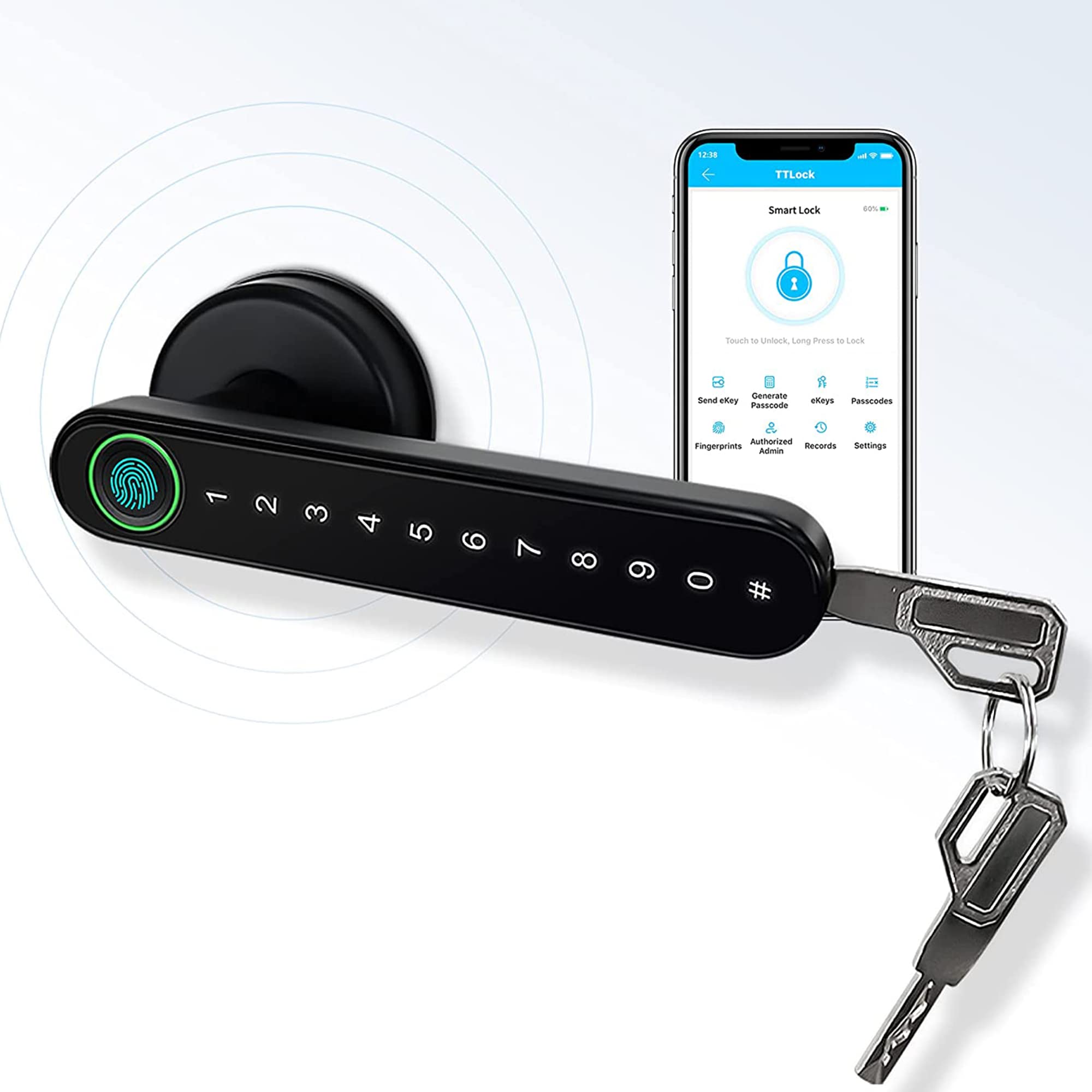 Upgraded Smart Lock Fingerprint Door Lock - CATCHFACE TTLock with IC Card, Auto Lock & DIY Installation | Secure Keyless Entry for Home, Apartment, Office & Co-Working Spaces (Black) | Ideal for Modern Smart Homes, Vacation Rentals & High-Tech Offices