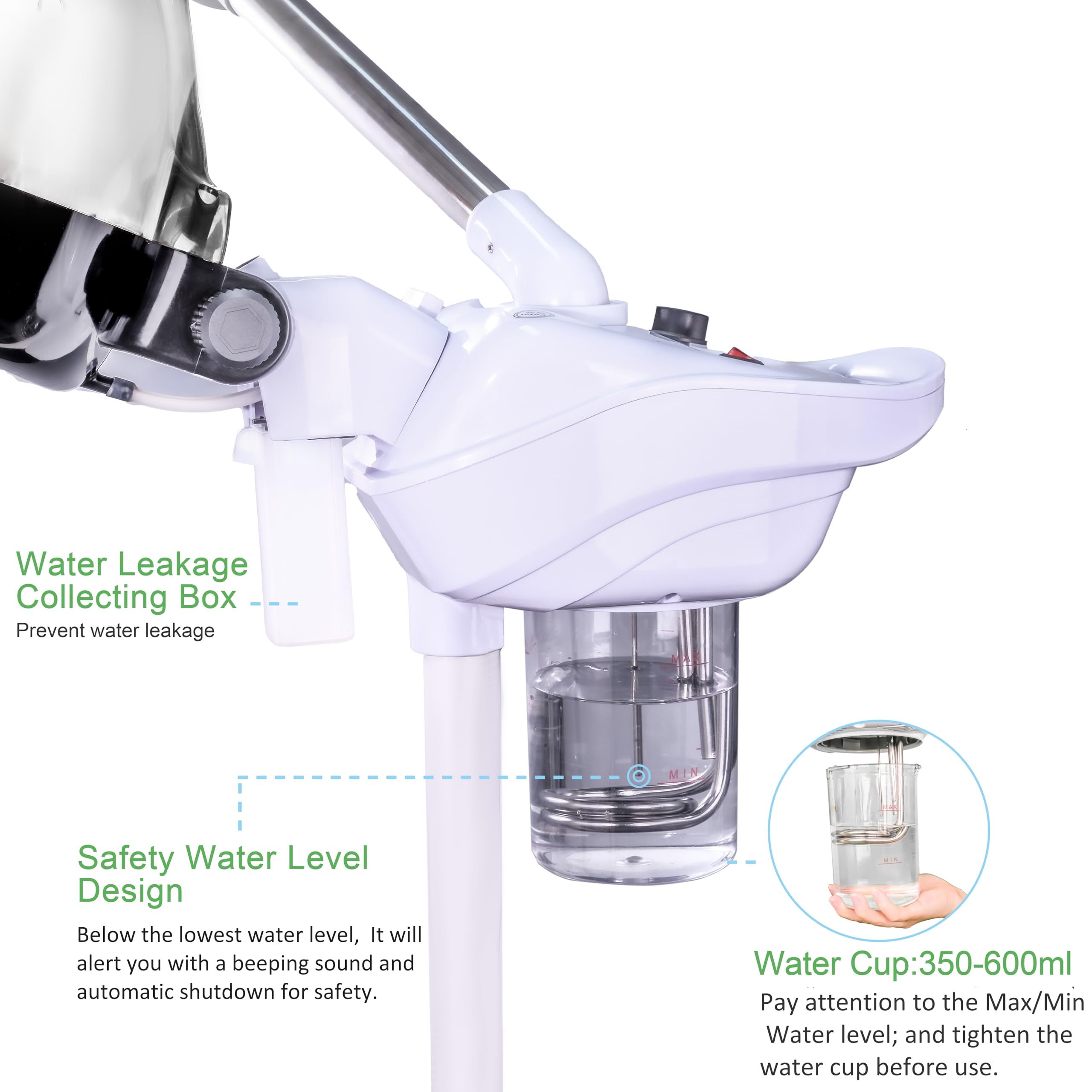 Professional 2-in-1 Hair & Face Steamer with UV Ozone - Facial Steamer Humidifier for Deep Moisturizing & Hydration - Home & Salon Use - Perfect for Spa Days, Skin Care Routine & Hair Treatments (Black)