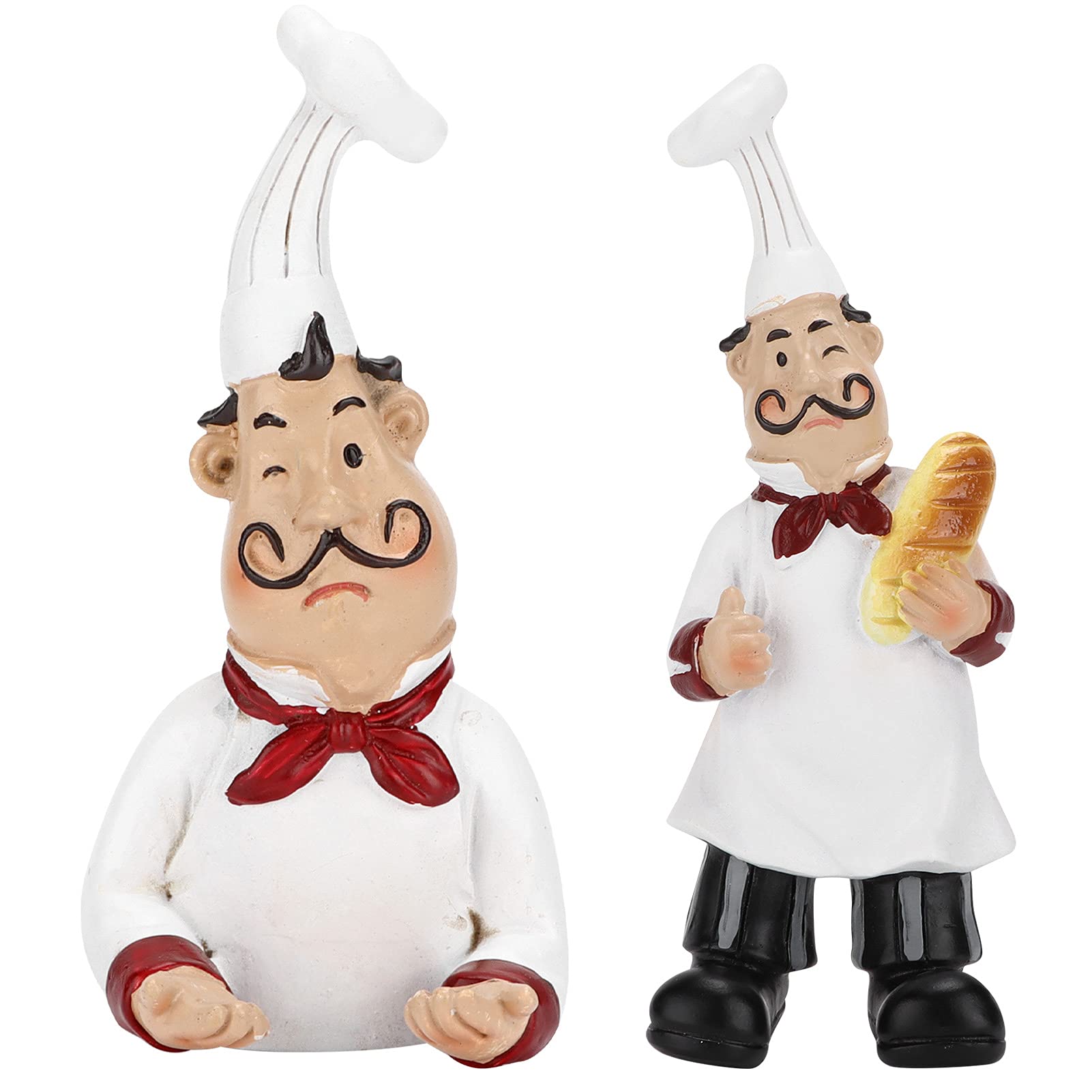 2pcs Kitchen Chef Decor Statue - Chef Figurines Wall Hanging for Kitchen, Bathroom, Child Room, Hallway & Office Decor