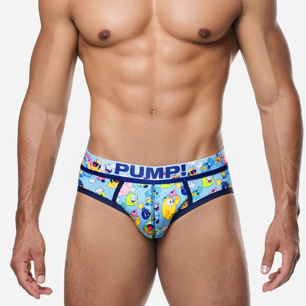 Premium PUMP! Funtopia Briefs - Soft Blue Men's Underwear for Gym, Workout & Everyday Comfort - Breathable & Supportive Boxer Briefs for Active Lifestyle