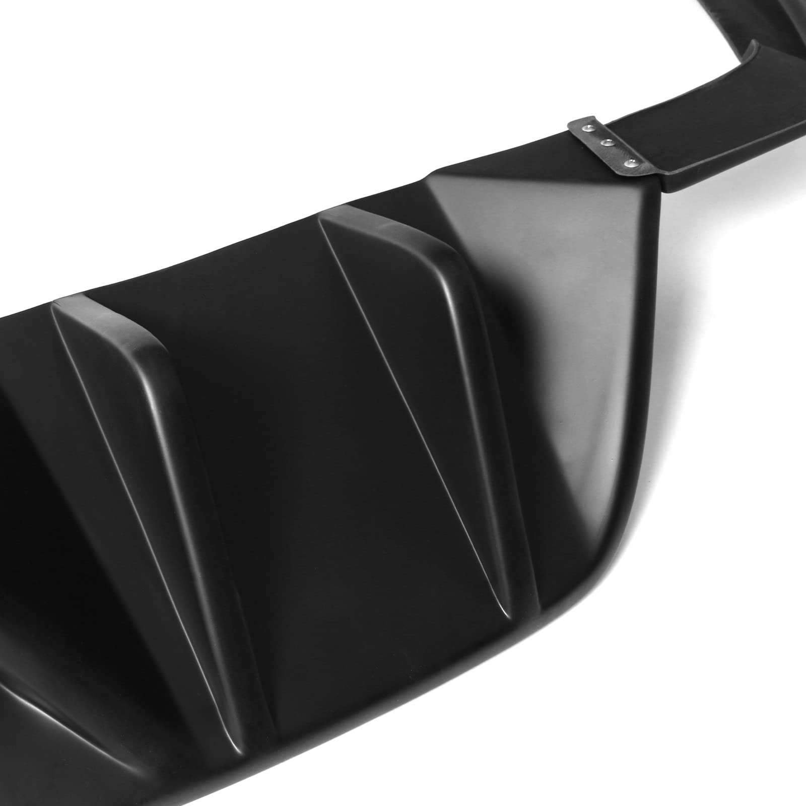 IKON MOTORSPORTS Rear Diffuser for 2015-2017 Ford Mustang - HN Style 4-Fin Bumper Lip Spoiler in Black PP Material | Enhances Aerodynamics & Aggressive Styling for Street Racing & Car Shows