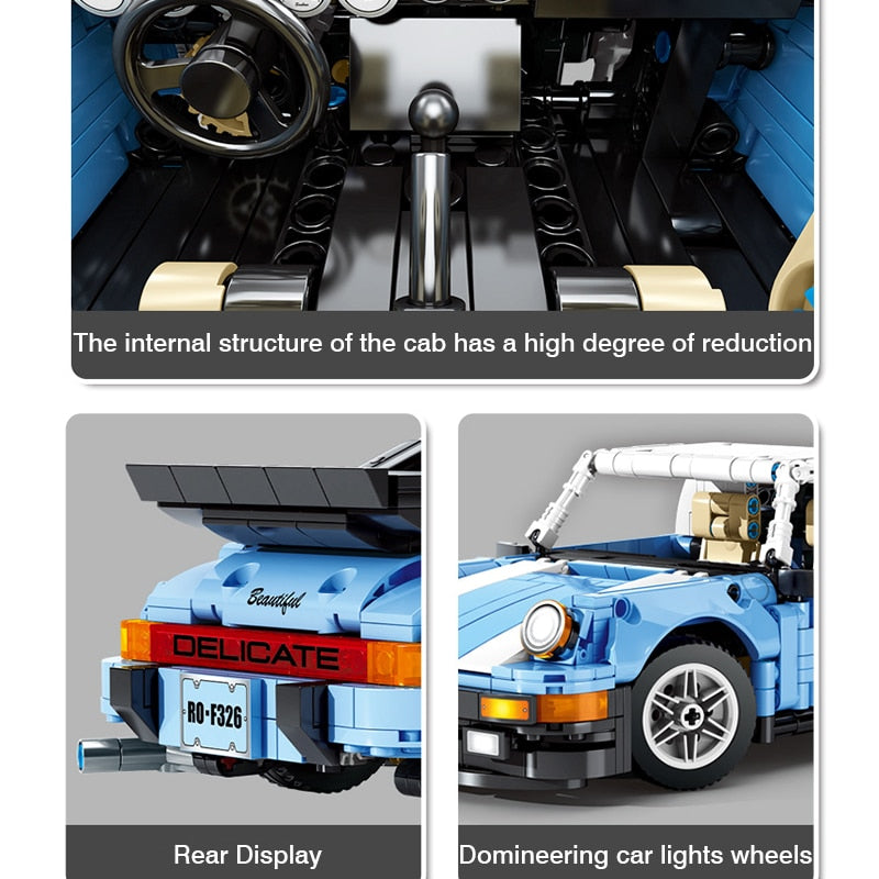 SY BLOCK Technique Porsche 911 Blue Building Blocks Set - Creative DIY Model Car Kit for Adults & Kids, Perfect for Home Decoration, Gift Ideas and Collectors Display