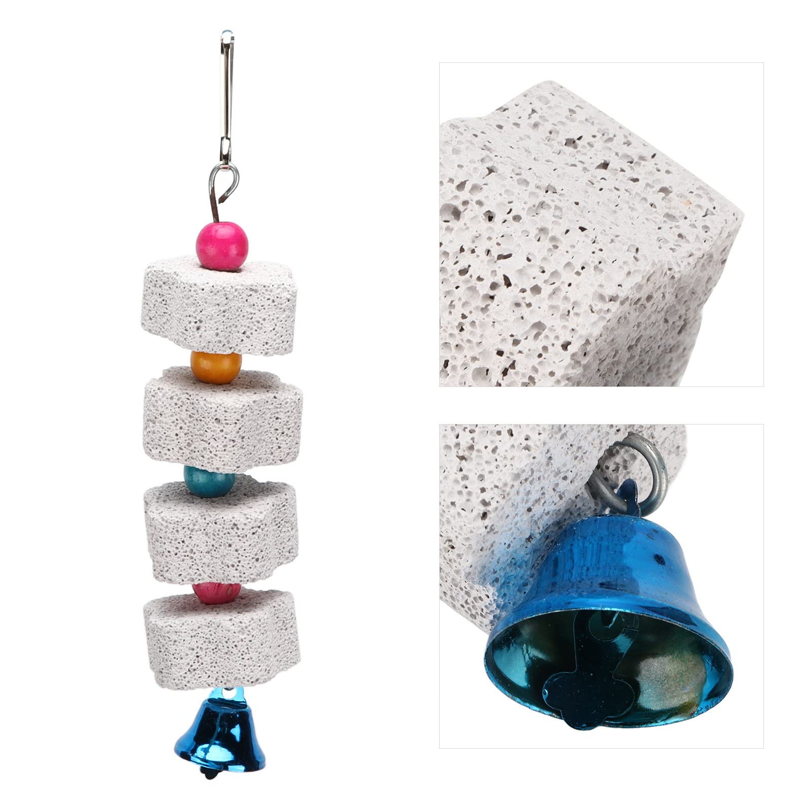Premium Bird Beak Grinding Stone - Calcium Enriched Chew Toy with Bell | Natural Beak Care for Parakeets, Cockatiels & Small Pets | Cage Hanging Entertainment & Dental Health Accessory | Perfect for Playtime & Stress Relief