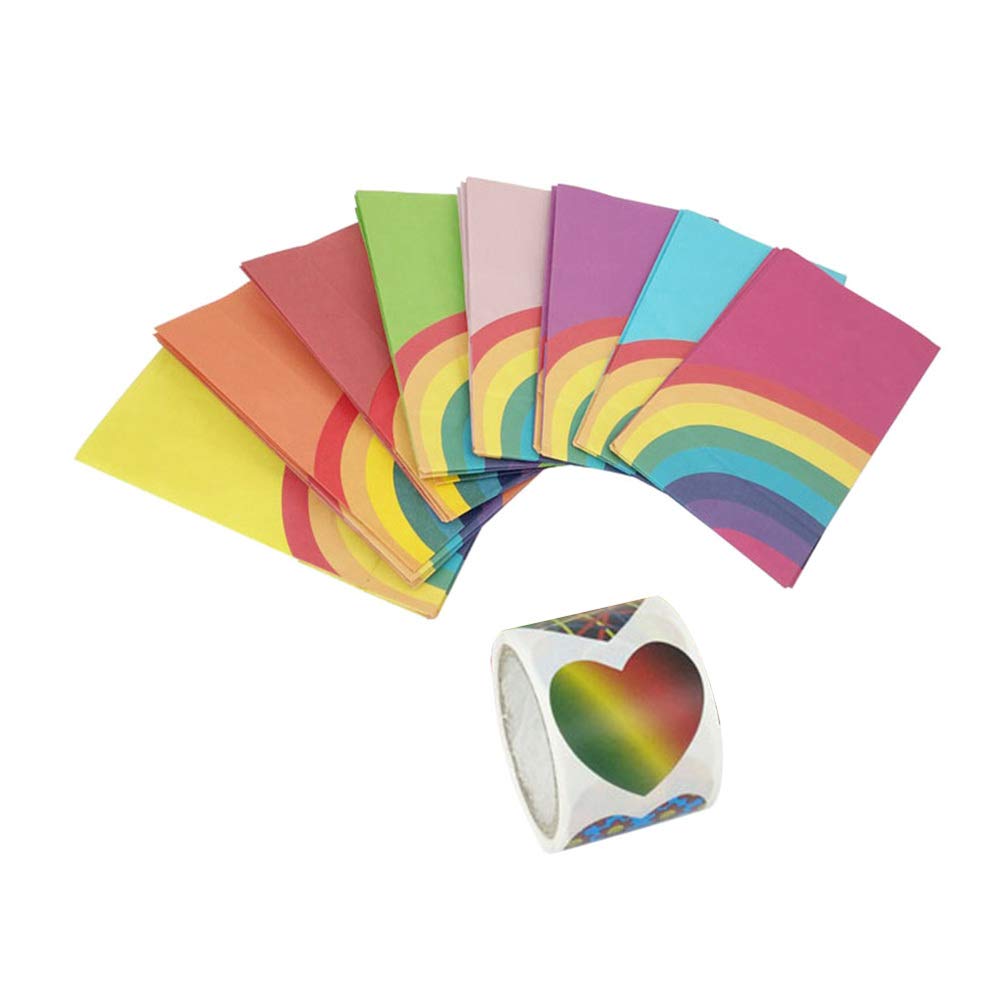 Amosfun 40pcs Rainbow Paper Goodie Bags for Kids Birthday Party Favors - Includes 1pc Stickers - Perfect for Candy, Treats & Party Giveaways - Ideal for Birthday Celebrations, Classroom Rewards & Holiday Events