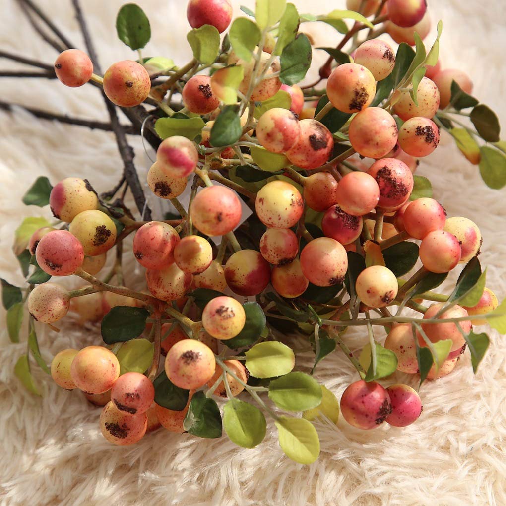 3Pcs Artificial Berry Branches - Realistic Fake Berry Plants for Home, Office, Wedding & Party Decor - Perfect for Table Centerpieces, Shelf Displays and Seasonal Home Styling