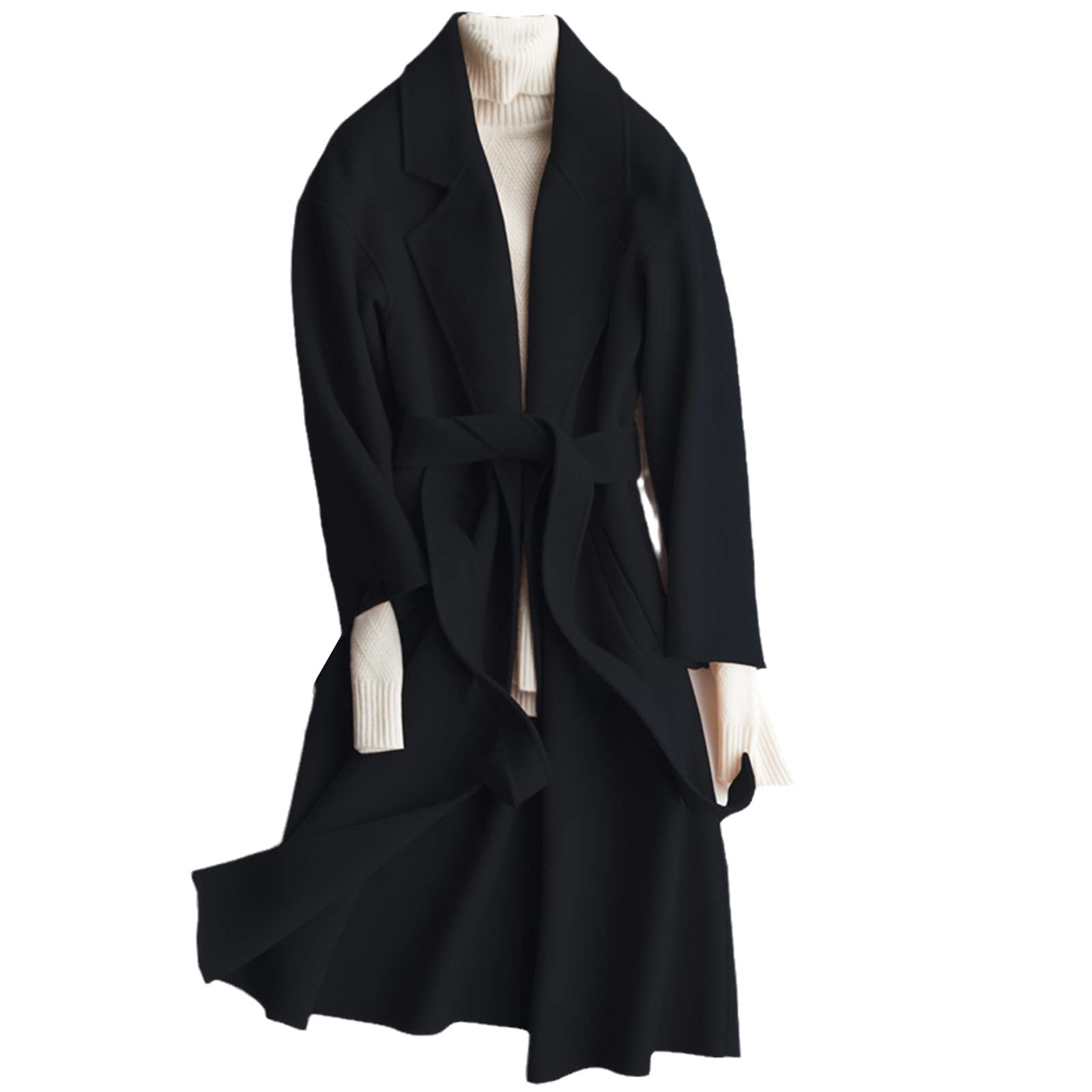 Women's Wool Long Coat for Autumn & Winter - Thick Warm Long Sleeve Overcoat Jacket | Perfect for Office, Travel & Cold Weather Fashion