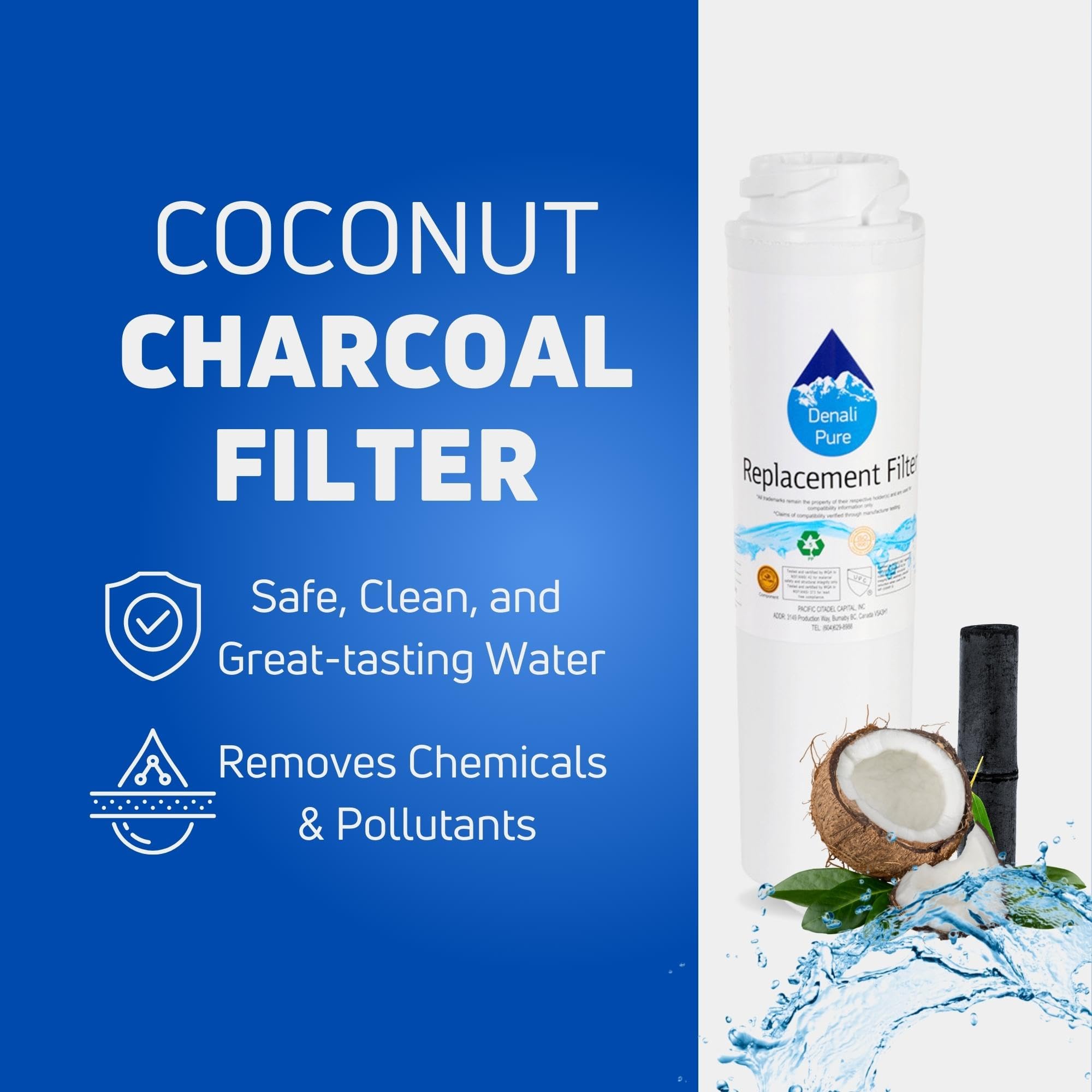2-Pack GE PFCS1NJXASS Refrigerator Water Filter Replacement - Compatible with GE GSWF Fridge Water Filter Cartridge | Clean Drinking Water for Home & Office Use