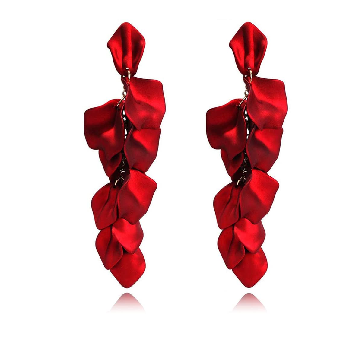 XYAYOU Acrylic Petal Dangle Earrings - Long Drop Rose Flower Earrings for Women, Fashion Boho Statement Jewelry - Perfect for Parties, Weddings, Date Nights & Special Occasions