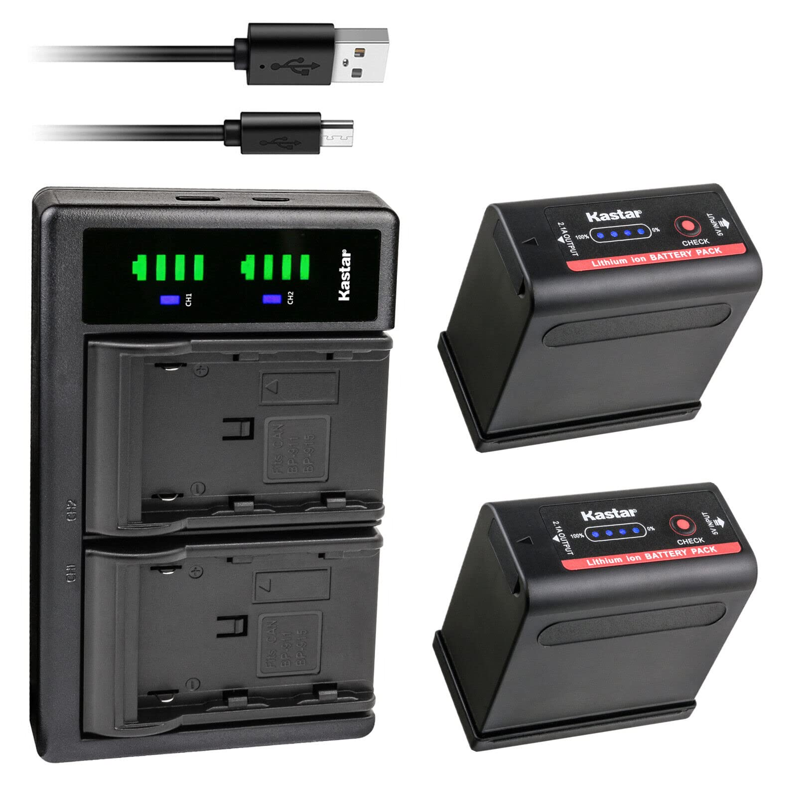 Kastar 2-Pack LP-E6N Battery and LTD2 USB Charger Replacement for Canon EOS C100 Mark II, C300, C500, ES50-ES75 & ES300V-ES520A Cameras - Perfect for Professional Videography and Photography on Location