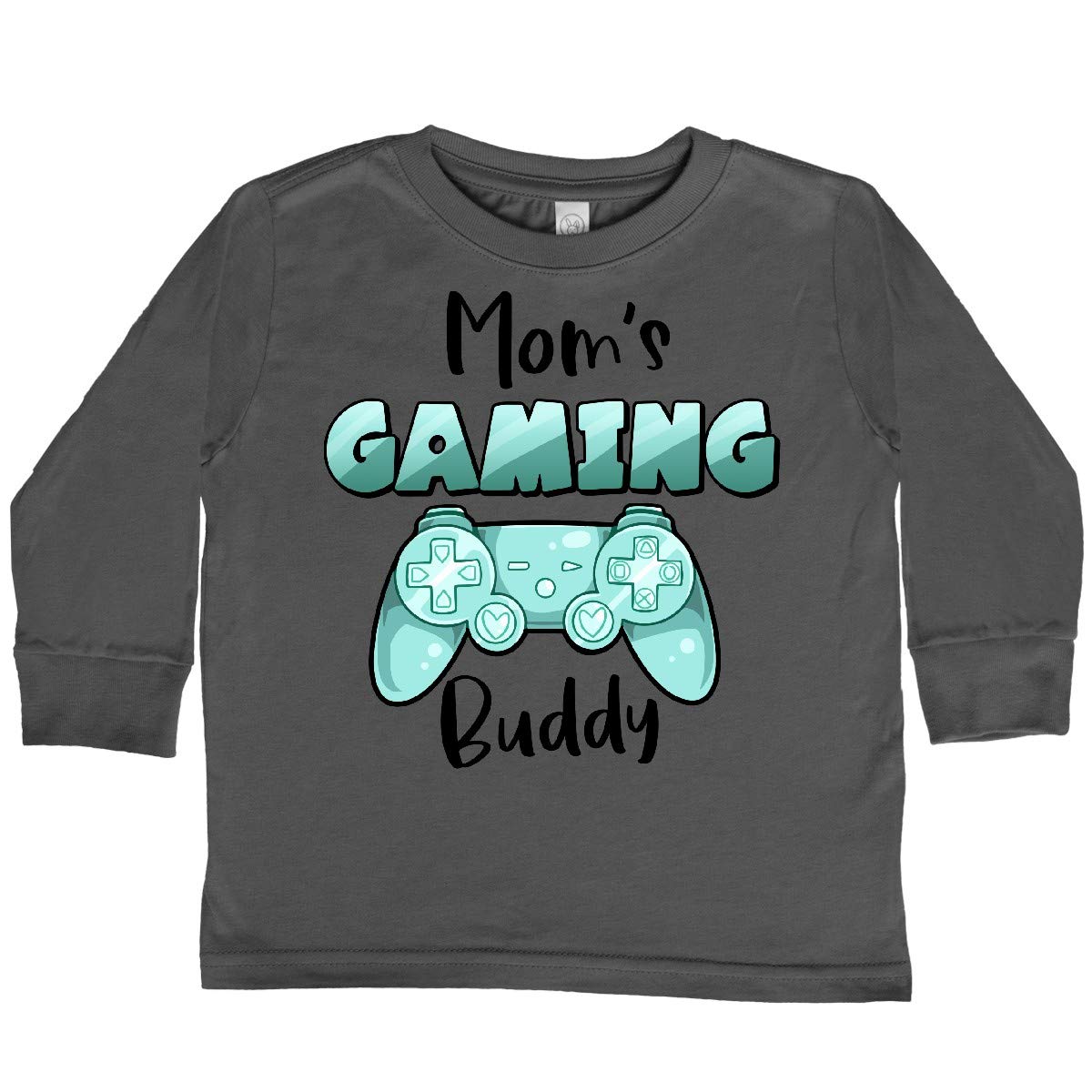 Inktastic Mom's Gaming Buddy - Aqua Controller Toddler Long Sleeve T-Shirt | Cute Gamer Baby Outfit for Boys & Girls | Perfect for Playdates, Gaming Events & Family Photos