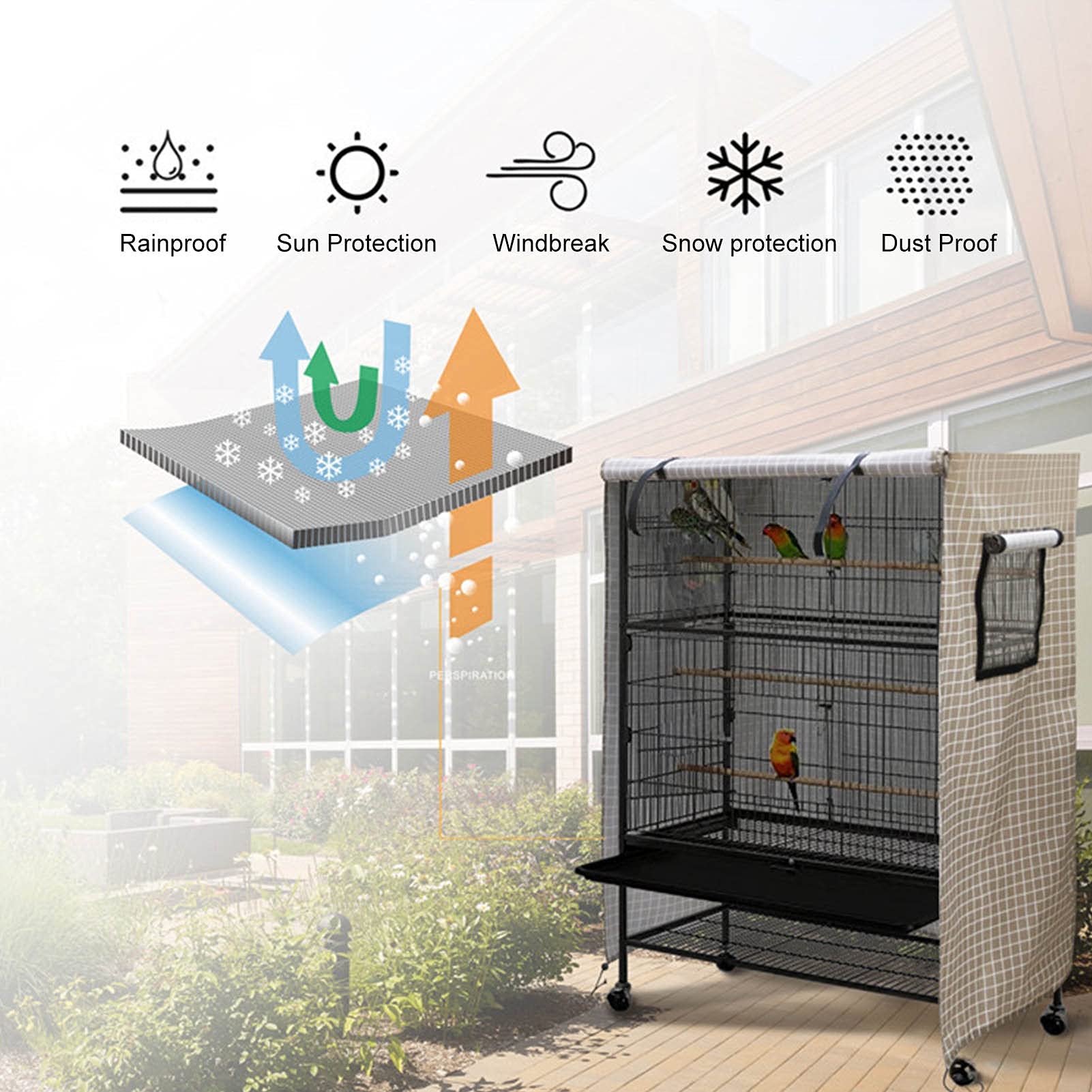 Black Flight Cage Bird House - Large Outdoor Hanging Birdcage with Feeder for Garden, Patio & Backyard Decor | Perfect for Parakeets, Finches & Small Birds | Weather-Resistant Painted Metal Design