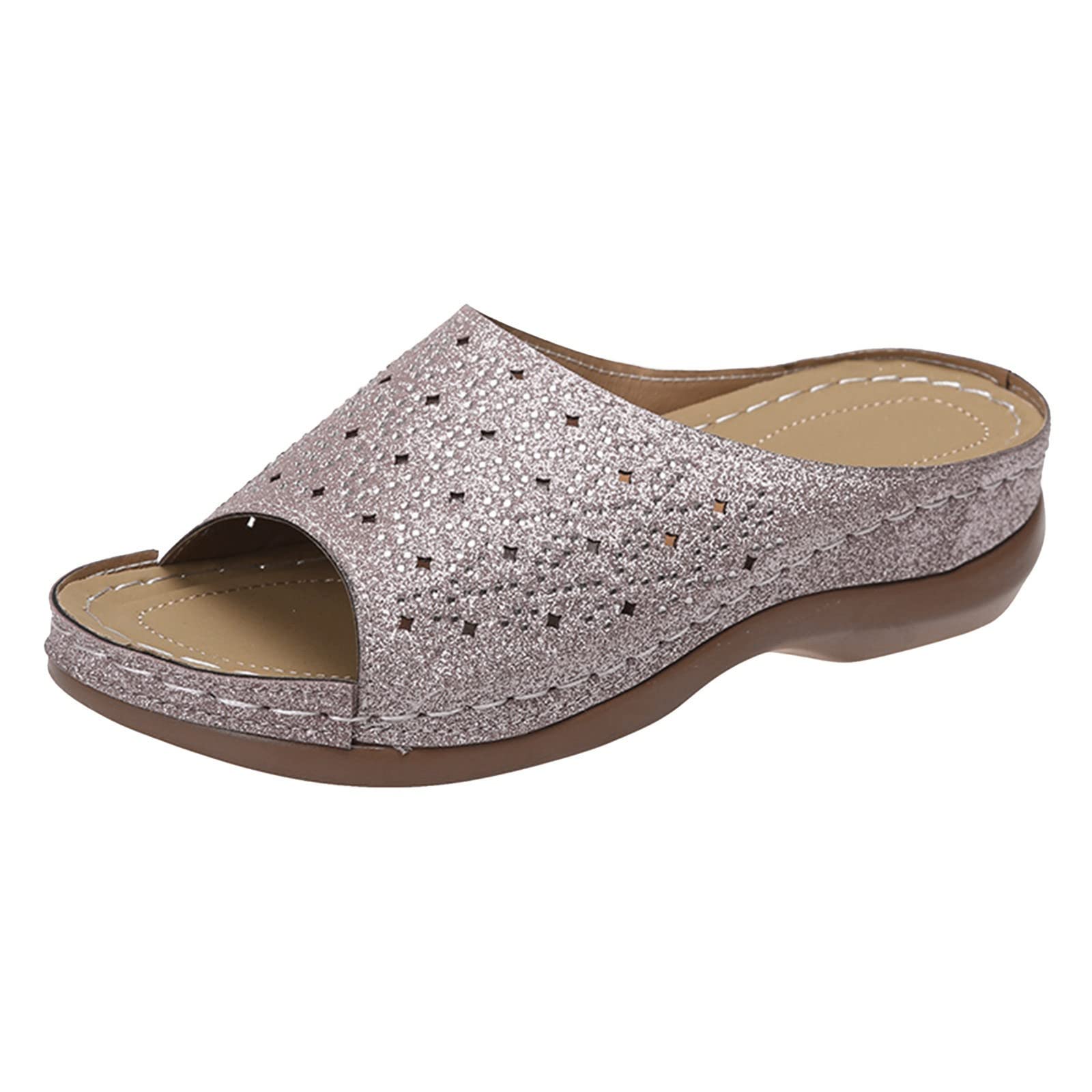 Women's White Formal Sandals - Comfortable Flat Crystal T-Strap Slip-On Open Toe Flip Flops with Arch Support | Orthopedic Sandals for Ladies | Perfect for Office, Wedding & Summer Outfits