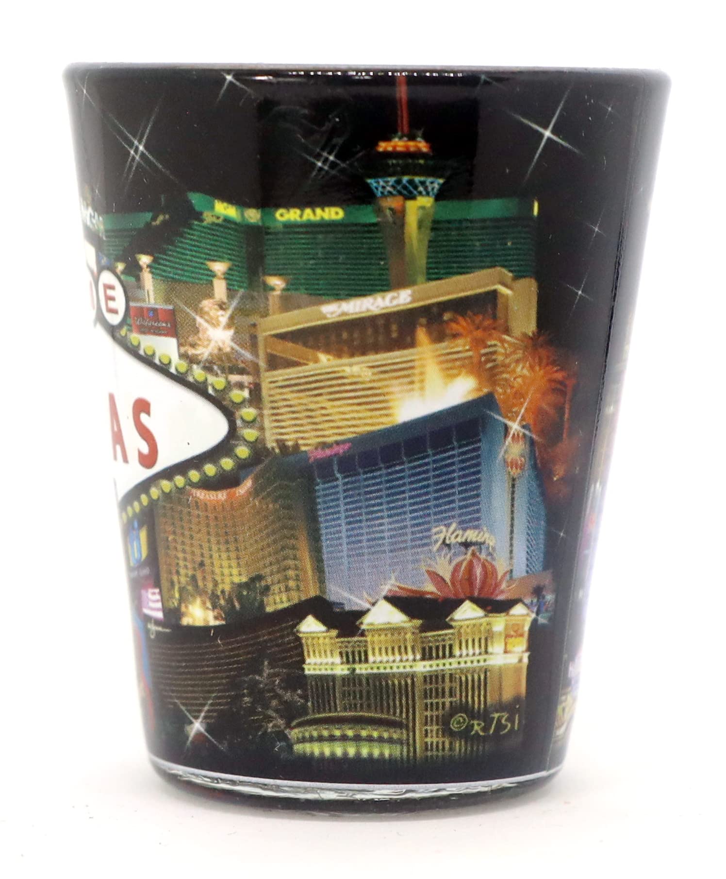 Las Vegas Nevada City Collage Black Shot Glass - Perfect for Parties, Gifts & Souvenirs | Durable & Stylish Barware for Cocktails & Shots