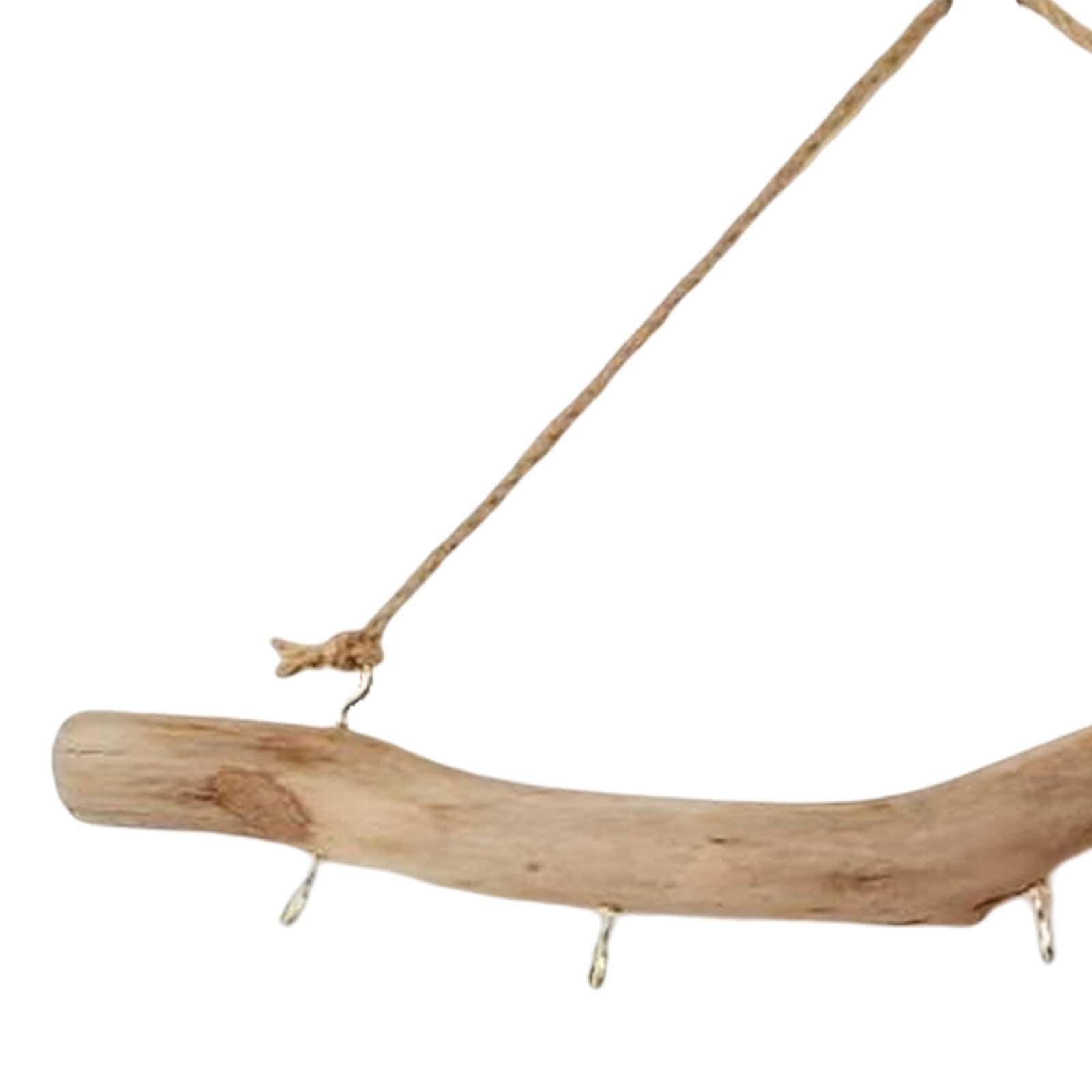 **Natural Wooden Wall Hook - Driftwood Coat Hanger with Multiple Hooks for Keys, Hats, Jewelry & Small Items - Rustic Home Decor for Entryway, Bedroom or Bathroom Organization**