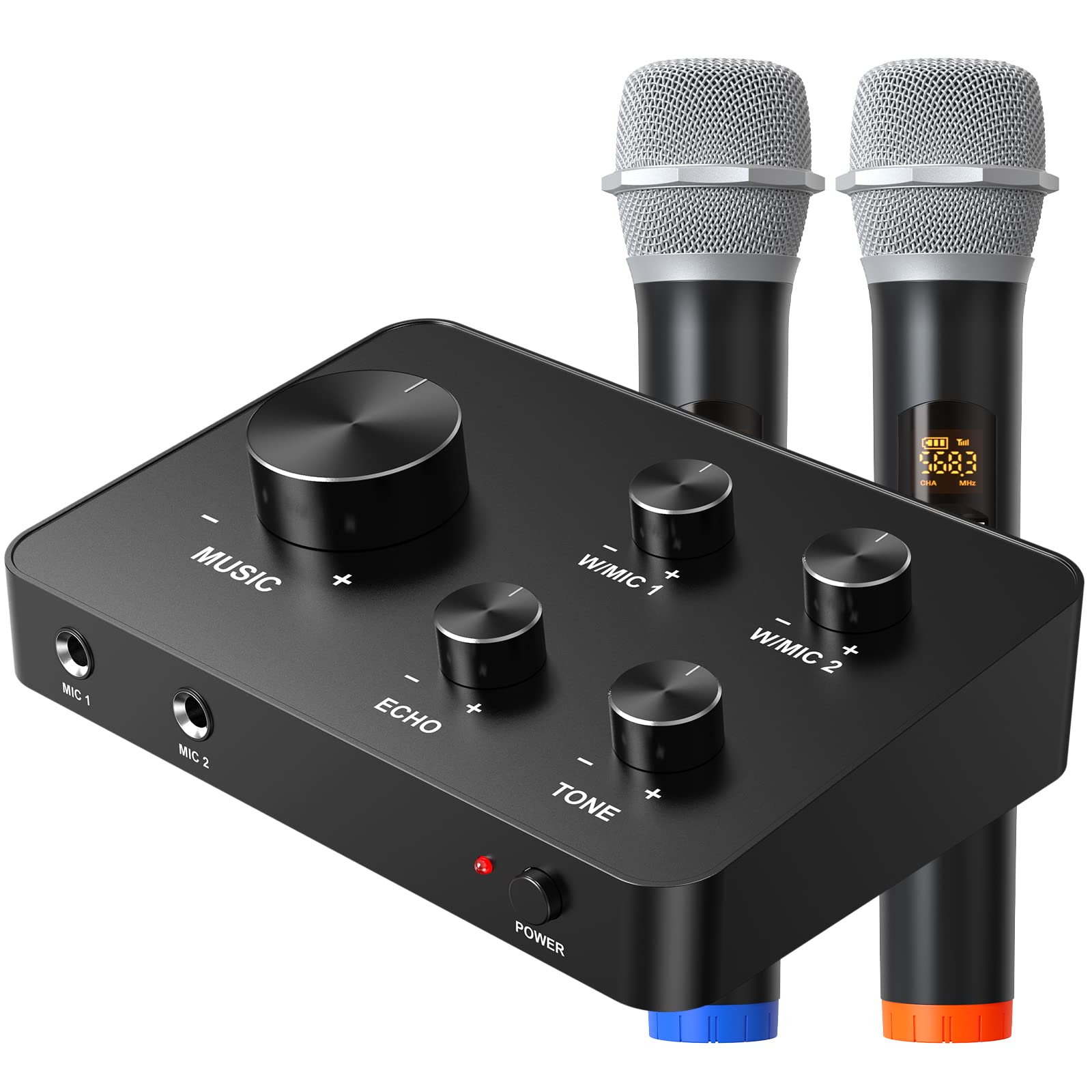Rybozen Wireless Microphone Karaoke Mixer System - Dual Handheld Mics for Singing, Smart TV, PC, Speaker & Amplifier - Perfect for Home Karaoke, Church Events & Weddings - HDMI & AUX In/Out Support - Great for Parties, Family Gatherings & Live Performances